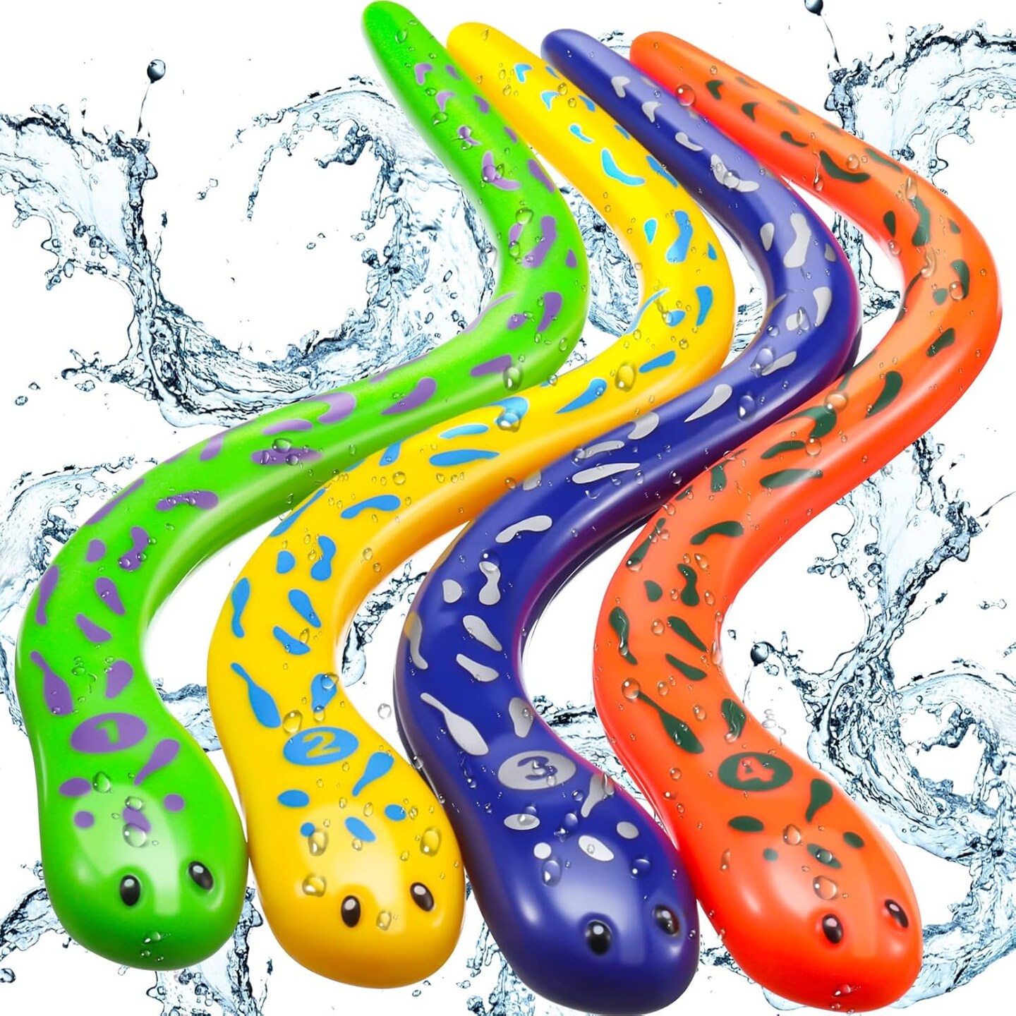Summer 4 Pieces Dive Eels Catch a Snake Dive Toys Water Snake Toy Swimming Pool Games for Toddlers Boys Girls Teens Adults