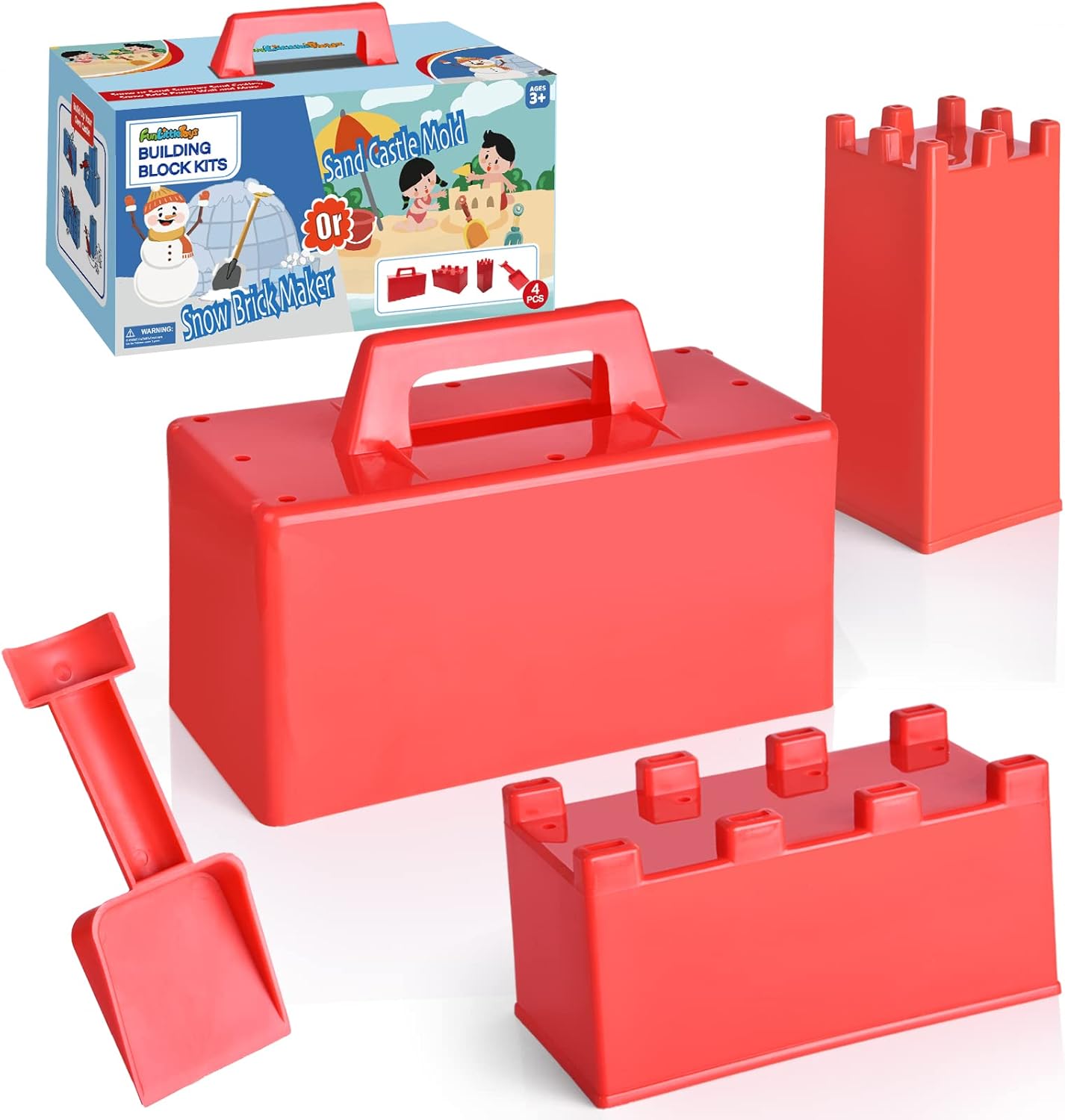 Summer Snow Fort Building Block - Beach Sand Toys for Kids, Sand Castle Mold Kit, Winter Summer Outdoor Fun Toys for Boys Girls Toddler Adults Birthday Gifts