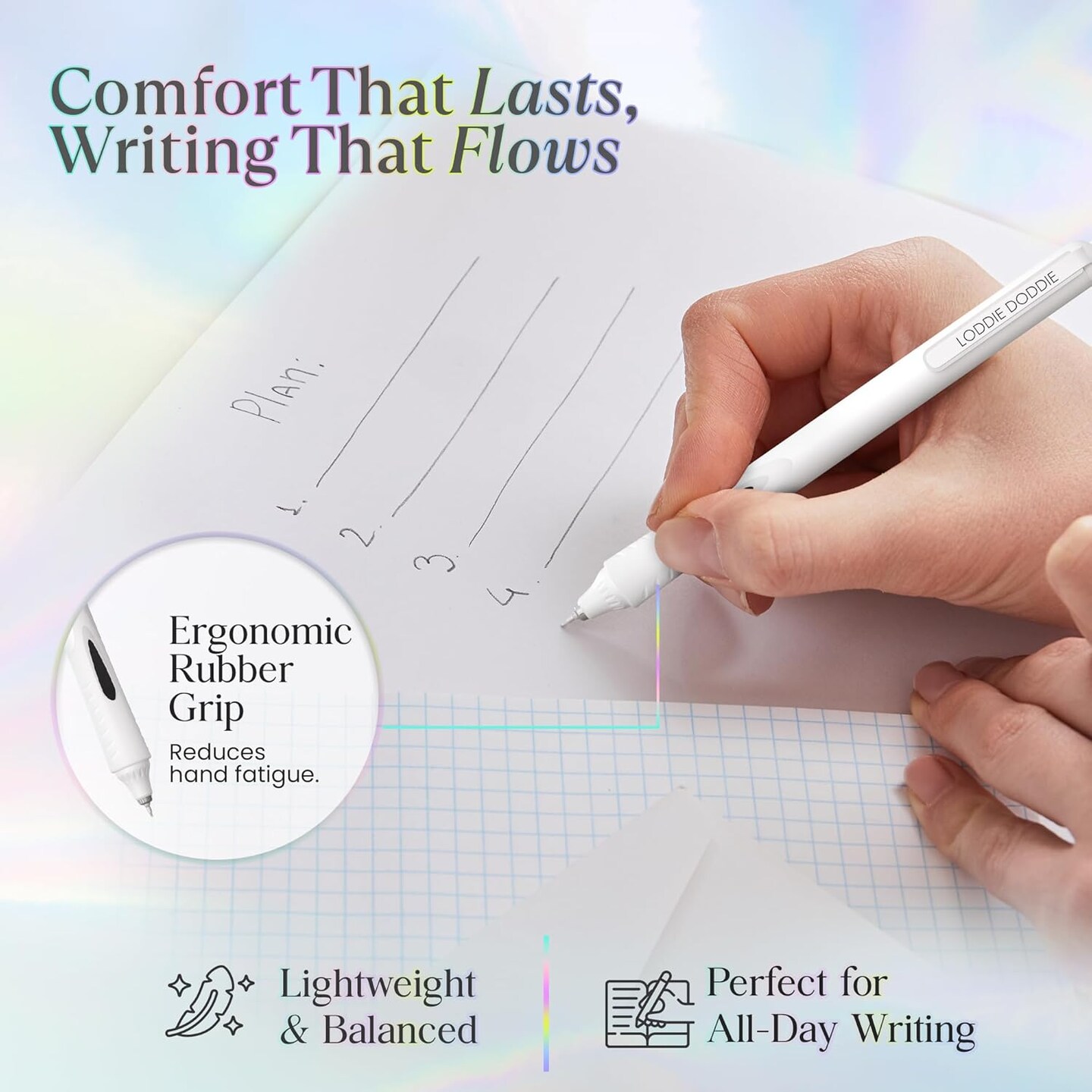 Retractable Gel Pens - 0.5mm Tip Gel Pens for Journaling, White Barrels, Silent Clicker, Smooth Writing, Quick-Dry Ink, Gel Pen Set