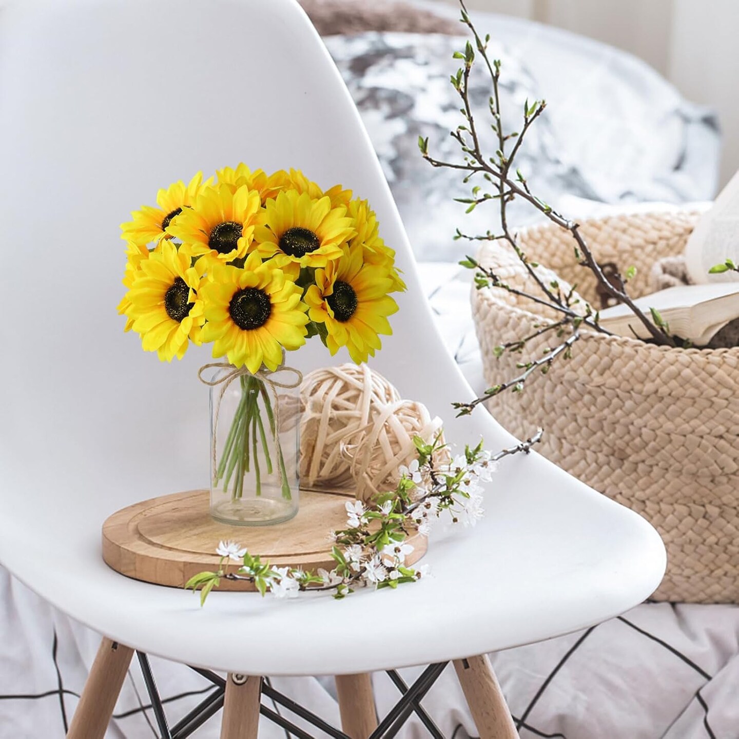 Artificial Sunflowers in Vase – Summer Table Centerpieces & Home Decor
