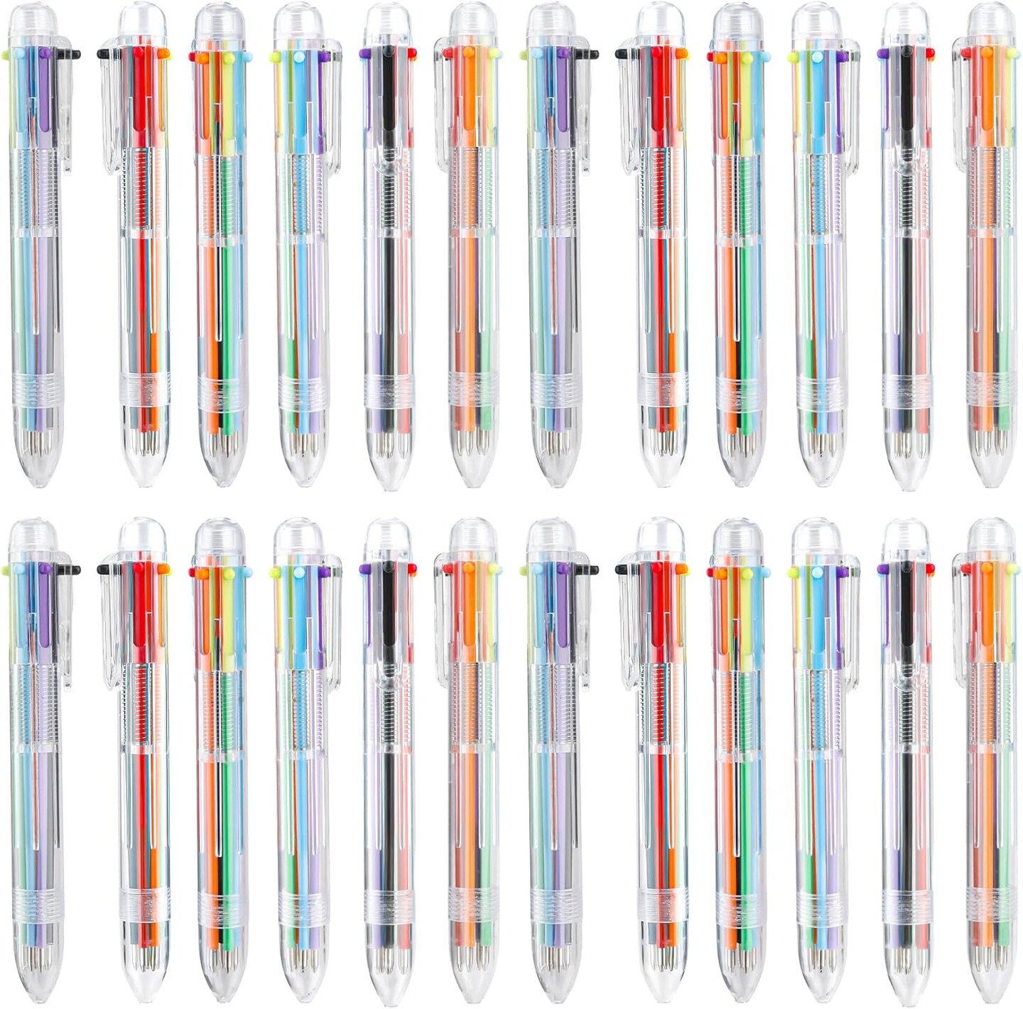 24 PCS Ballpoint Pens for School 6-in-1 Colored Pens Ballpoint