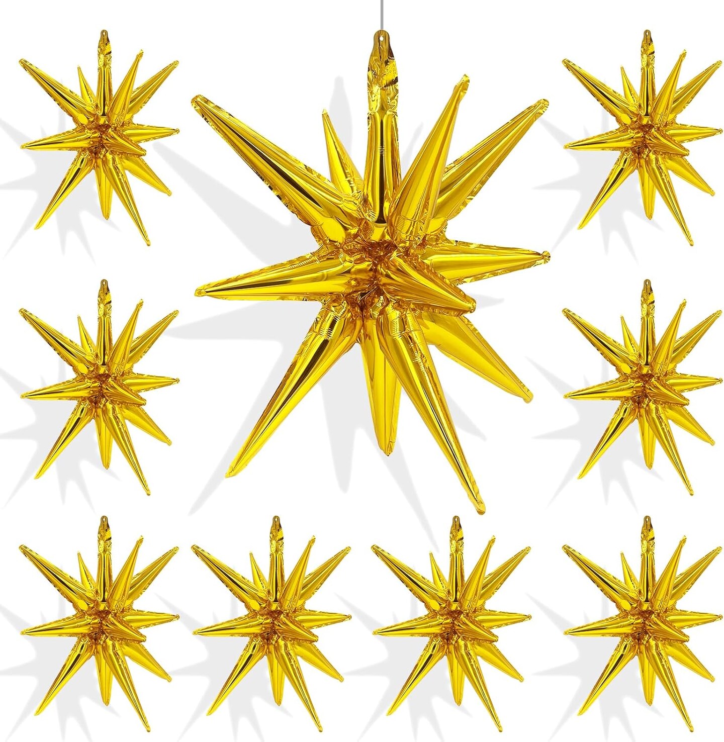 9 Pcs Gold Star Foil Balloons, Huge 4D Explosion Star Aluminum Foil Mylar Balloons, 22 inch Gold star Balloon for Birthday