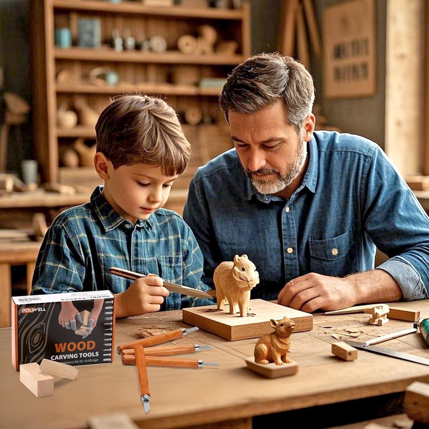 Wood Carving Tools Kit for Beginners 23pcs Hand Carving Knife Set Craft Engraving Supplies Include All-Purpose Cutting Knife and with Cut Resistant Gloves for Kids Adults Woodcrafts DIY