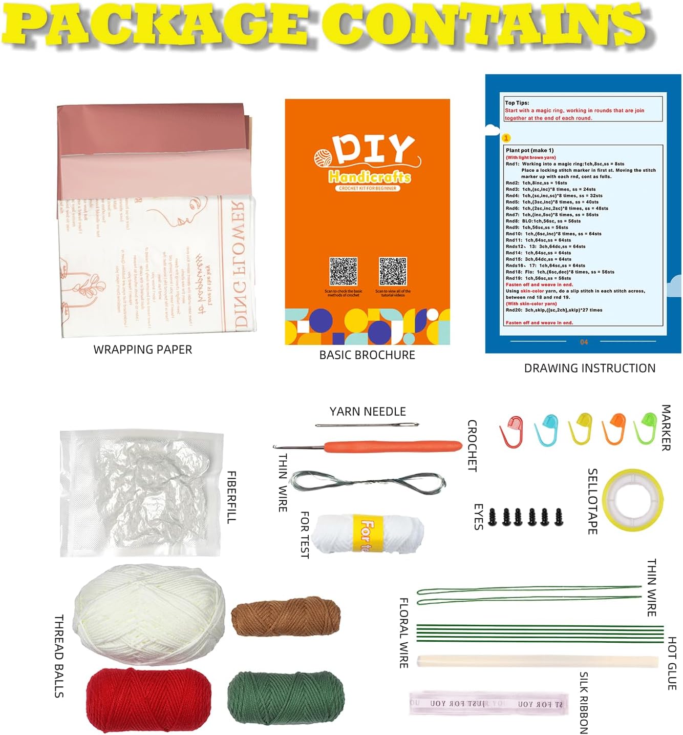 Crochet Kit for Beginners with Step-by-Step Video Tutorials, DIY Craft Set, Knitting Supplies Gift for Adults and Kids (13+) - Complete Kit With Cute Rabbit Flower Bouquet