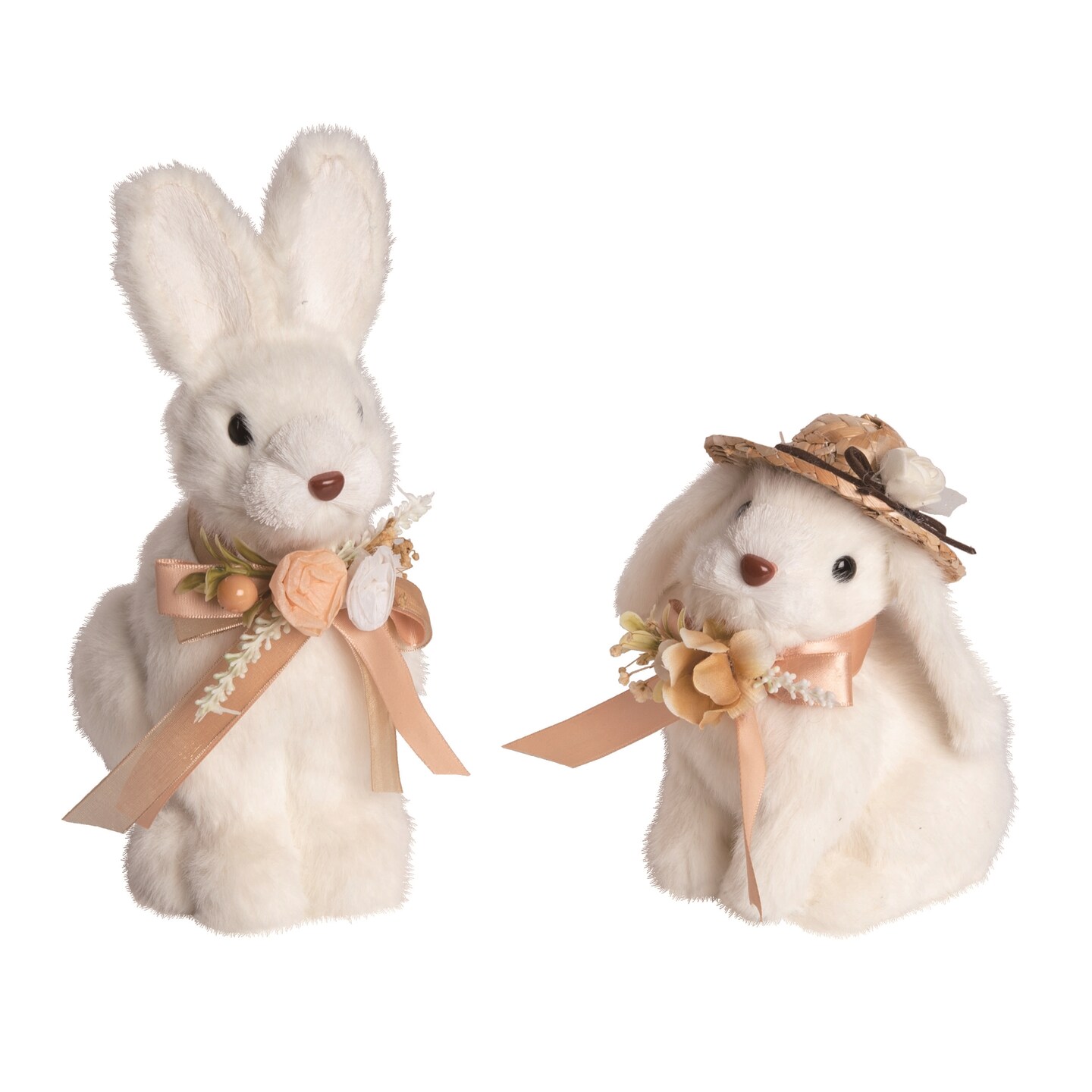 Transpac Foam 9.06 in. Off-White Easter Neutral Garden Bunny Set of 2