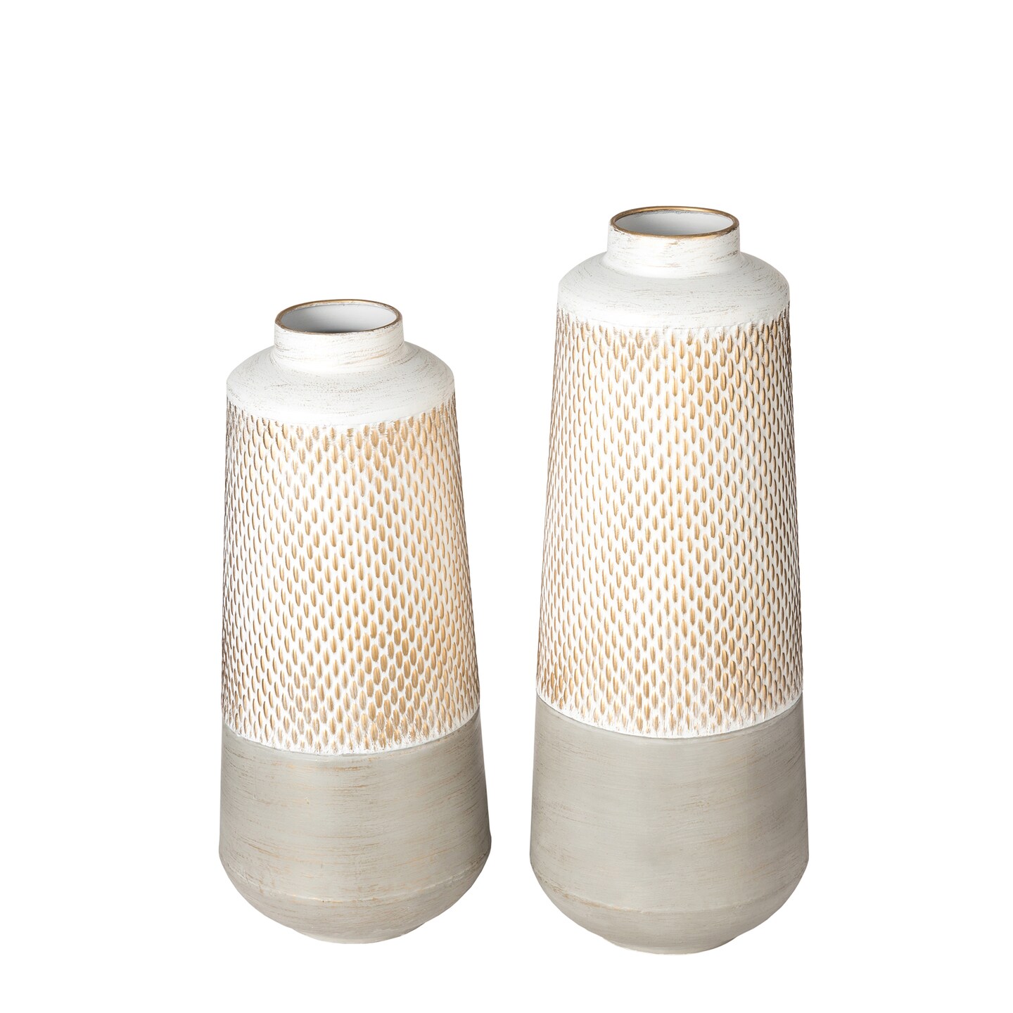 Set of 2 Modern Table Floor Metal Art Vases