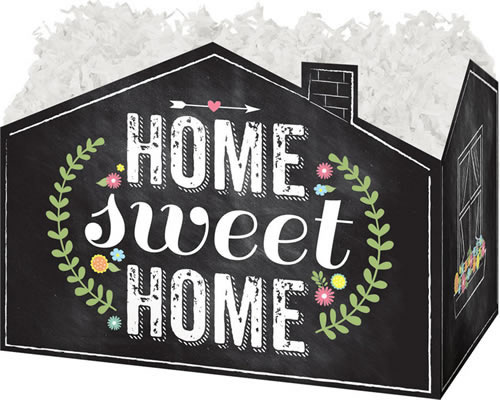 Pack/6: Chalkboard Home Sweet Home Basket Box - 10-1/4 x 6 x 7-1/2"