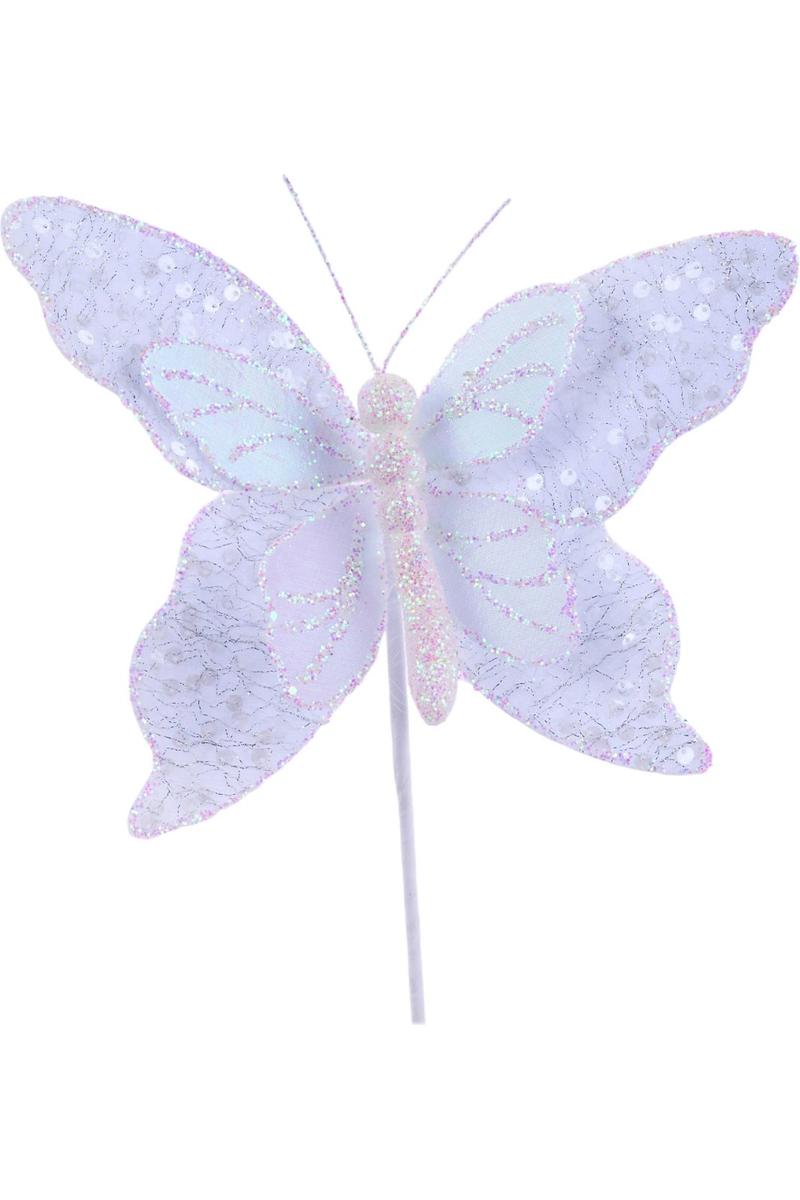 12&#x22; Iridescent Sequin Butterfly: White