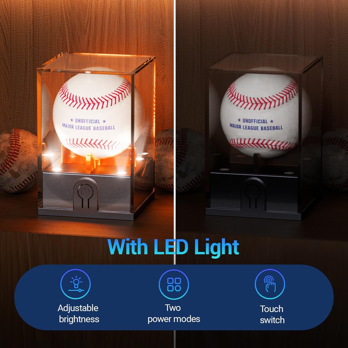 Baseball Display Case with Led Light, Light up Baseball Case for Display, Acrylic Baseball Holder Display Case, UV Protected Clear Baseball Stand Baseball Cube for Memorabilia Baseball Gifts Welcome to Seller Assistant Please log in to your account
