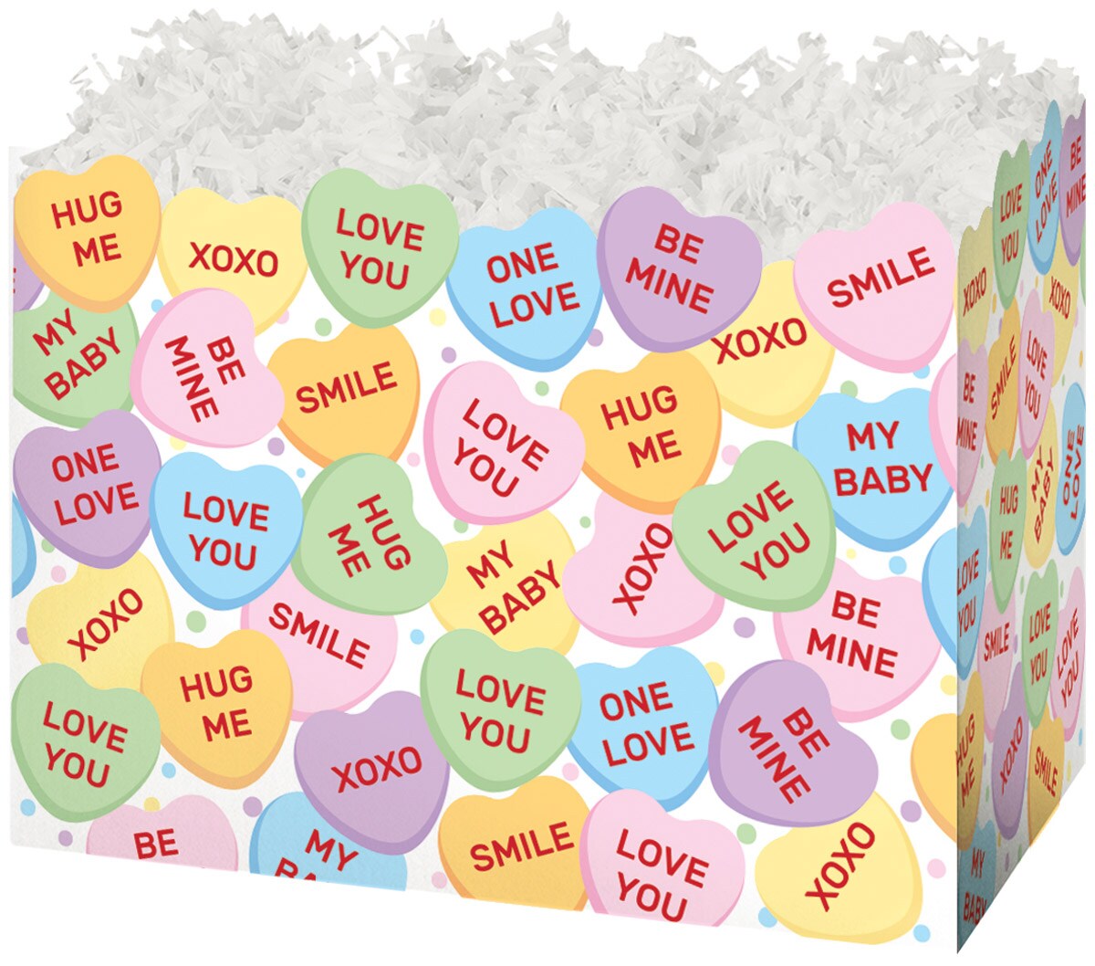 Pack/6: Conversation Hearts Basket Box - 10-1/4 x 6 x 7-1/2&#x22;