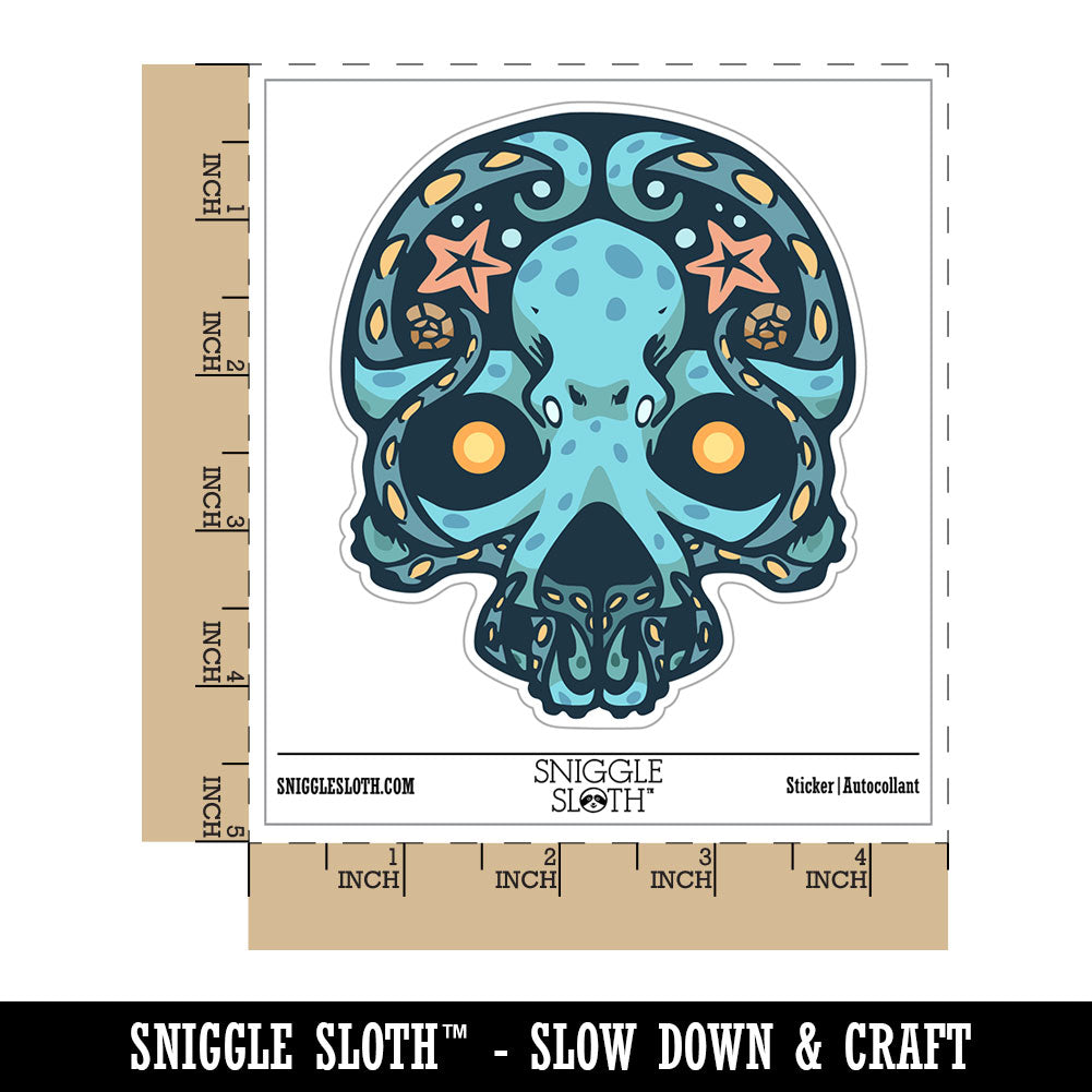 Water Bottle Sticker Set Octopus Skull Nautical Tentacles Cute Waterproof Vinyl Stickers Pack Decal, Skateboard, Laptop, Car, Window, Bumper - 5 Pack