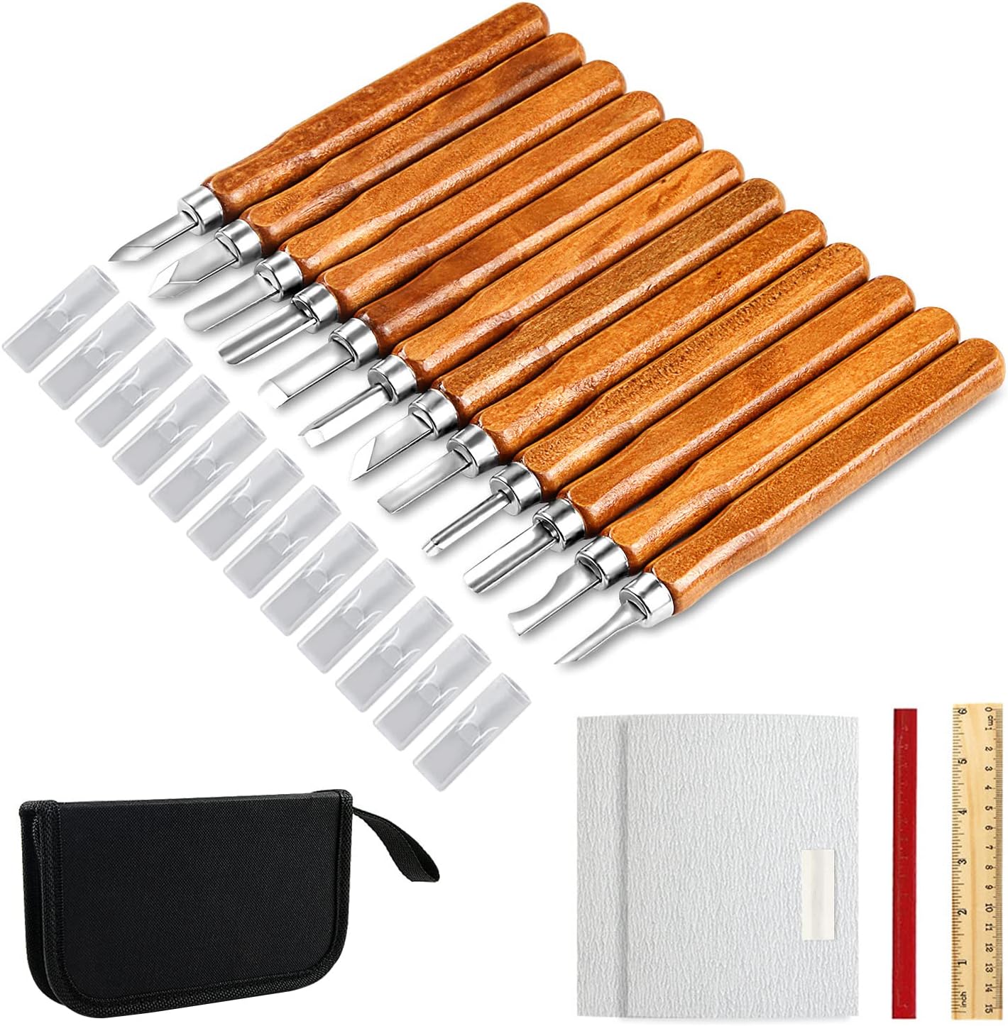 Wood Carving Knife Set - 20 PCS Hand Carving Tool Set for DIY Sculpture Carpenter Experts & Beginners