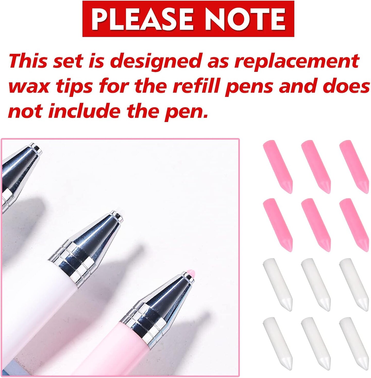 12 PCS Diamond Art Pen Clay Accessories - 5D Diamond Painting Wax Glue, Replacement Wax Tip for DIY Craft Painting