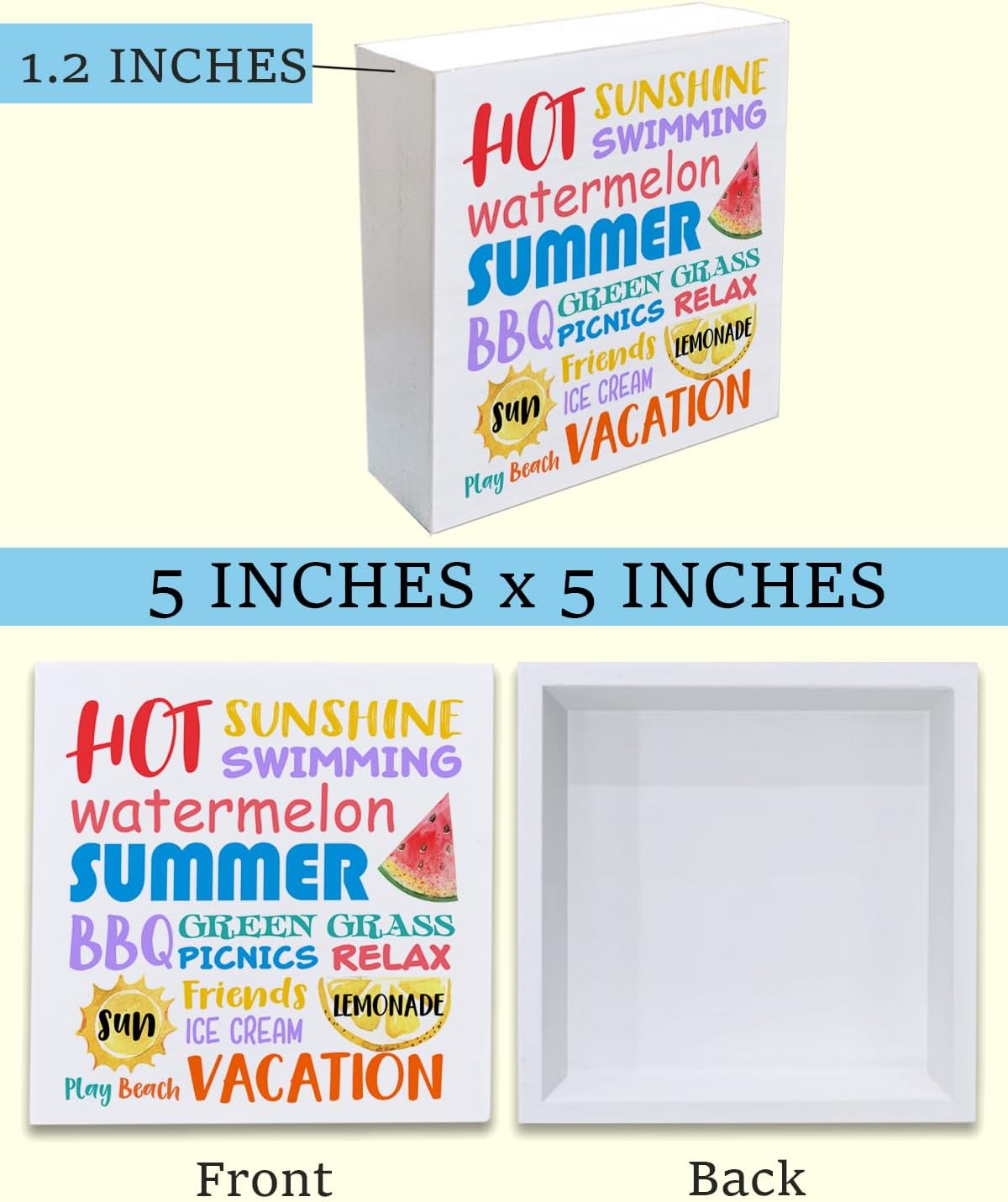 Country Summer Wood Sign Decor Desk Sign Summer Subway Wood Block Sign Summer Words Signs Rustic Home Shelf Wall Decoration
