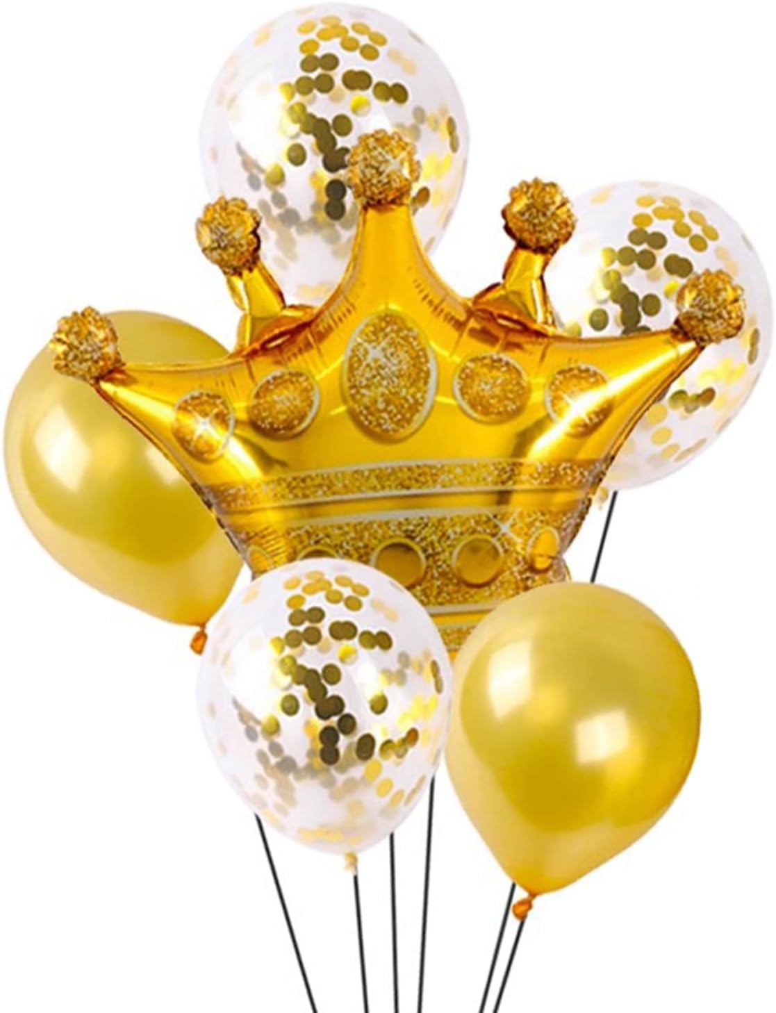 5 PCS Happy Birthday Five-pointed Star Gold Crown 1 Foil Balloons for Birthday Party