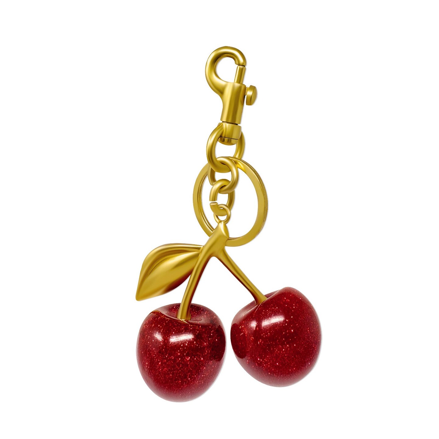 Wrapables Glittery Shimmer Cherry Bag Charm Keychain, Purse and Handbag Accessory