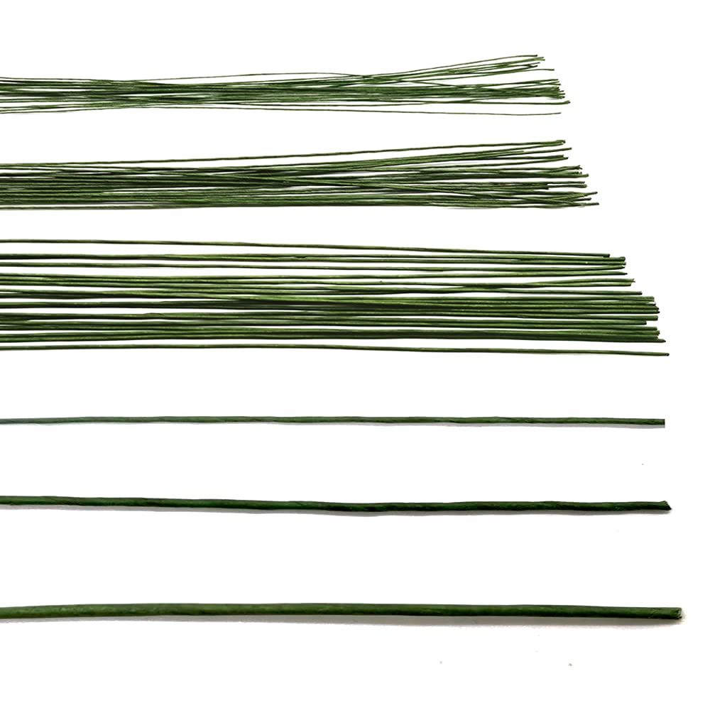 21.6 Inch Floral Stems Wire Green Paper Wrapped Wire 18 Gauge 20 Gauge 24 Gauge for Crafts Flower Arrangement