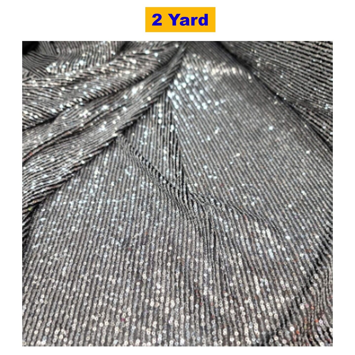 Silver Sequin Fabric on Black Stretch Mesh 3MM Glitz Mini Sequins