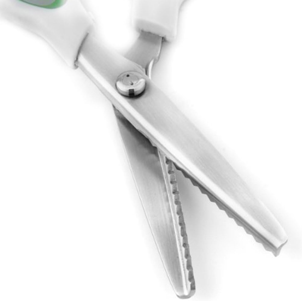 9.5" Stainless Steel Pinking Shears – Professional Zig Zag Fabric Scissors with Comfort Grip Handle for Sewing, Dressmaking, and Craft Cutting (Green)