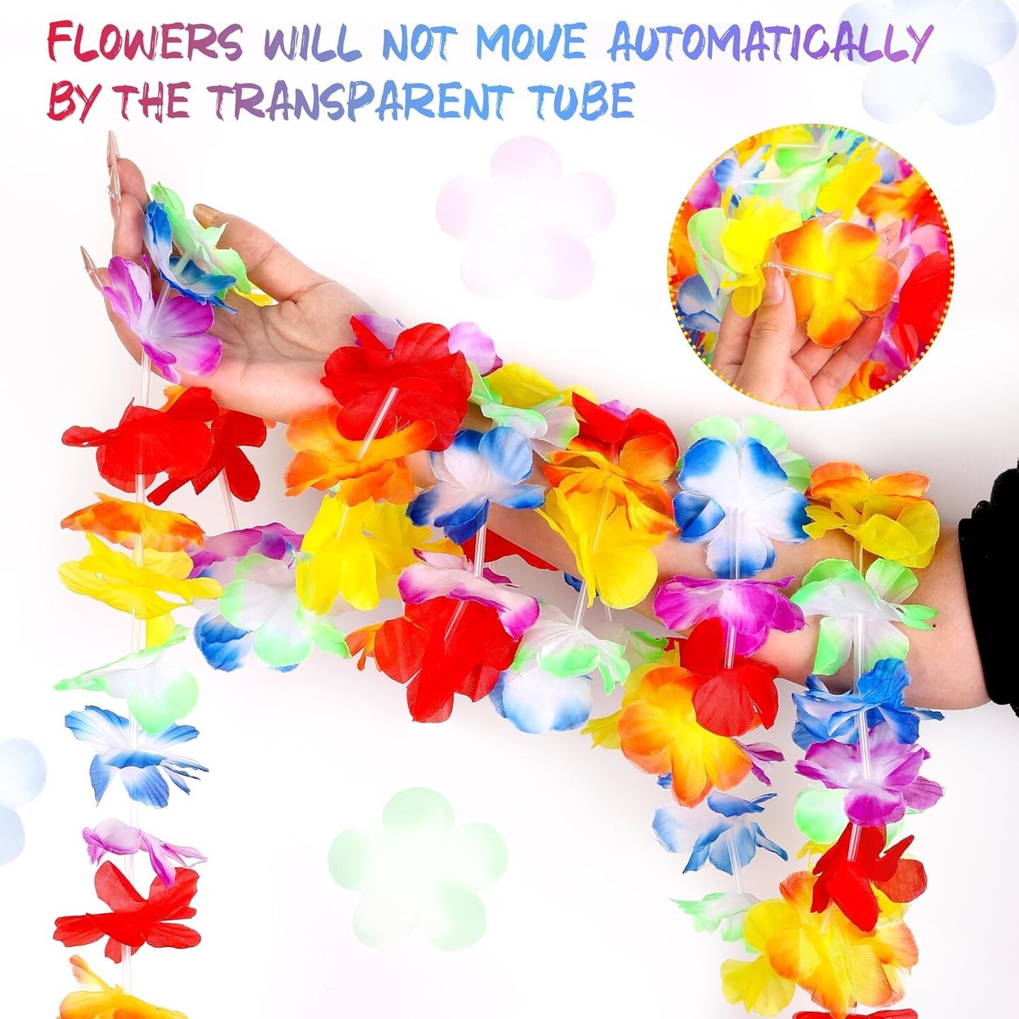 6 Pack Summer Colorful Hawaiian Luau Tropical Flower Lei Garland Party Decorations Hawaiian Tropical Party Supplies,10 Feet Each