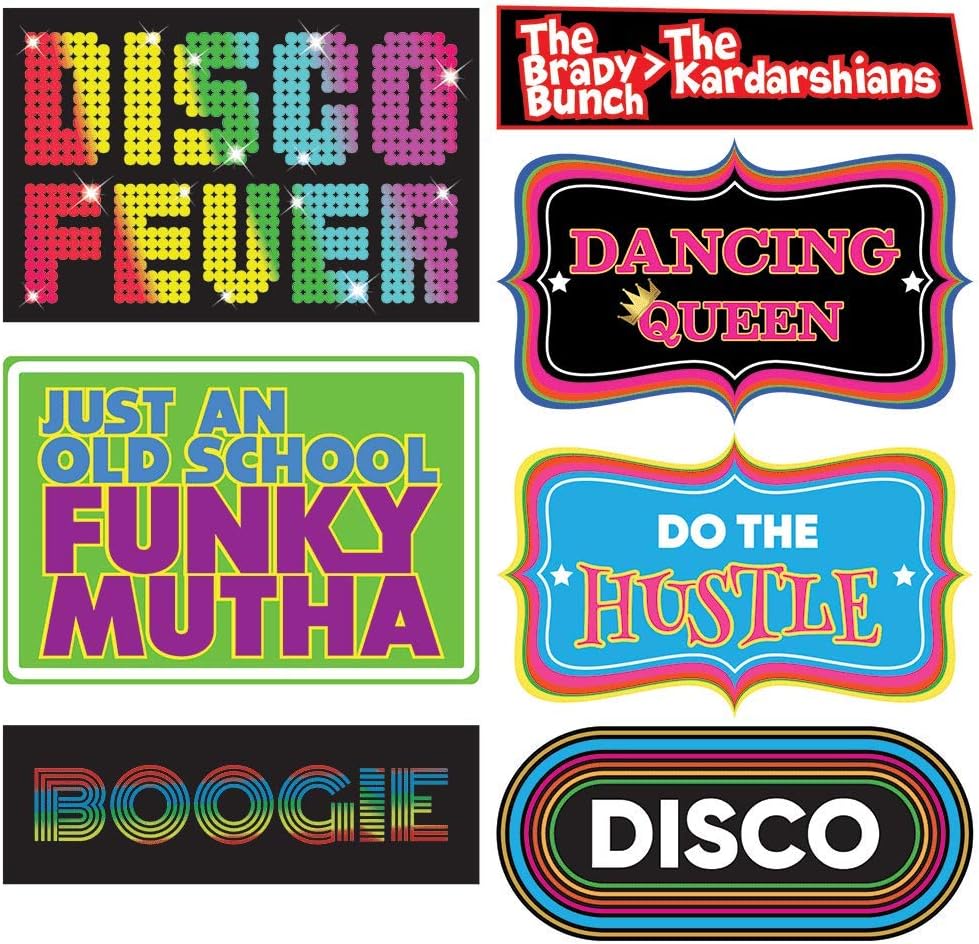 Disco Photo Booth Props – 1970s Retro Party Decorations & Supplies