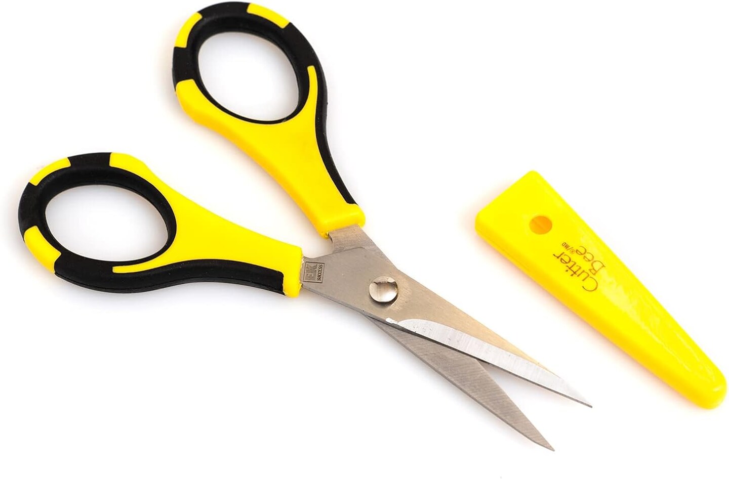 Precision Craft Scissors – Small Yellow & Black, Ergonomic with Safety Cover for Paper, Herbs & More