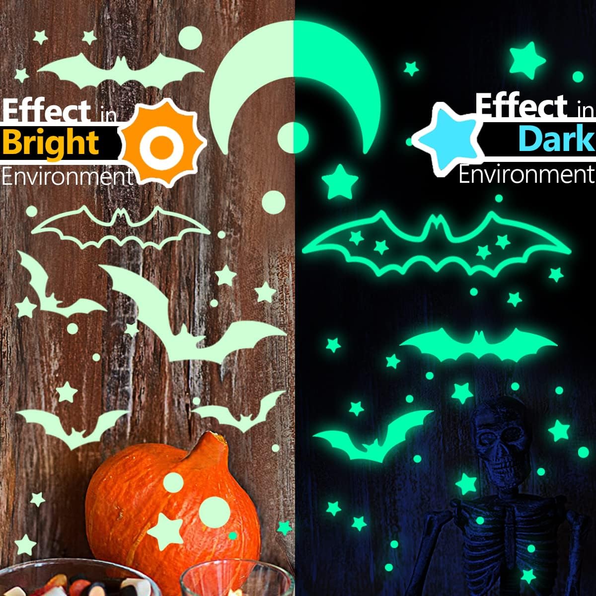 Bats Wall Decor - Glow in The Dark Bat Decor Halloween Decoration Stickers for Halloween Home Decor, Bat Stickers Goth Room Decor for Room D&#xE9;cor - Birthday Christmas Gift for Boys Girls Toddlers
