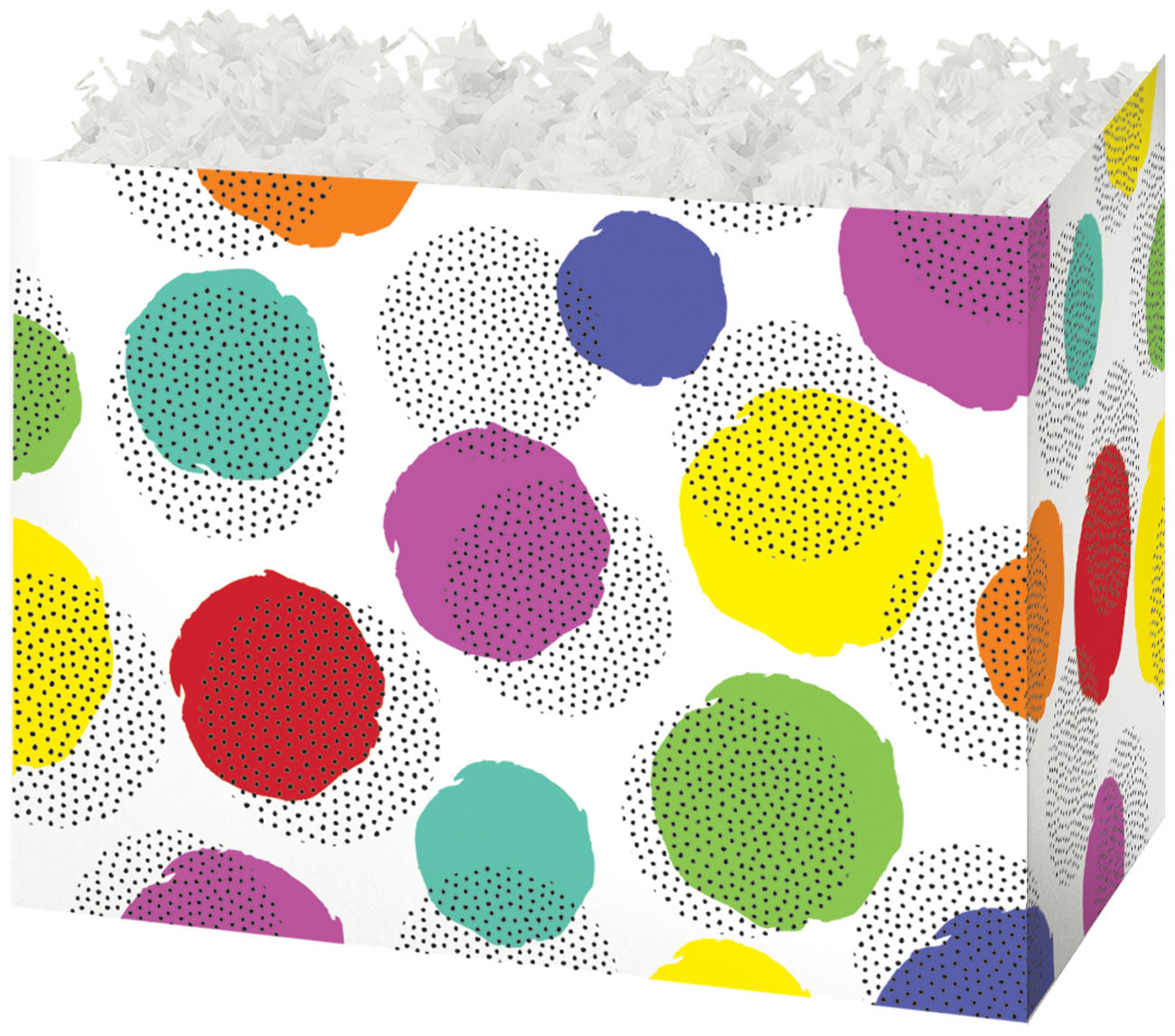Pack/6: Dynamic Dots Basket Box - 10-1/4 x 6 x 7-1/2&#x22;