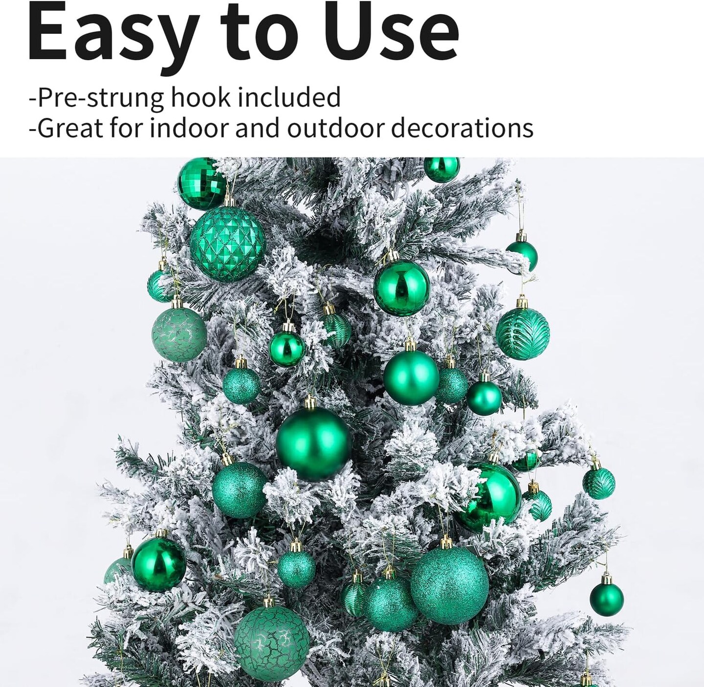 36pcs Emerald Green Christmas Tree Decorations Balls, Bolas De Navidad, 2024 Christmas Decor, Indoor Outdoor Shatterproof Christmas Ornaments, Xmars Party Wedding Suppiles