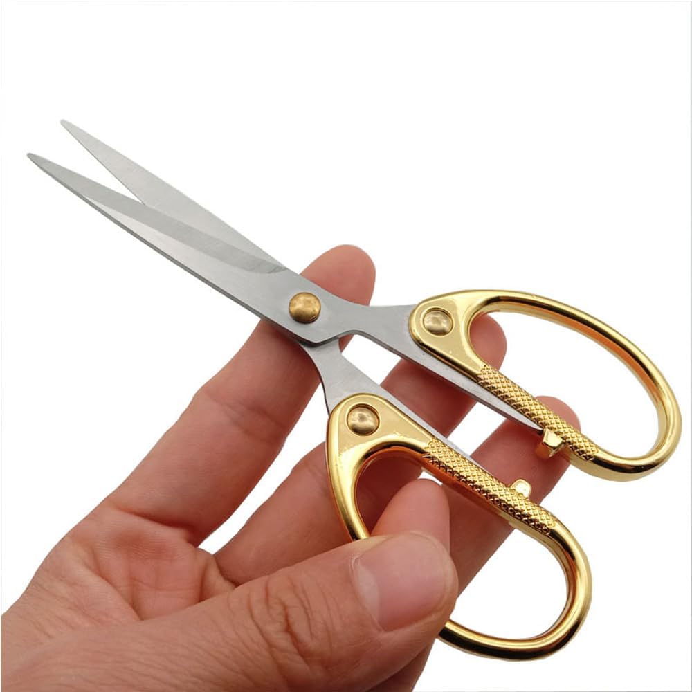 5" Small Sewing Scissors All Purpose Scissors Stainless Steel Tip Shears DIY Tools Office Scissor for Home Office School Sewing Fabric Handcraft Craft Art Work Needlework Everyday Use Gold