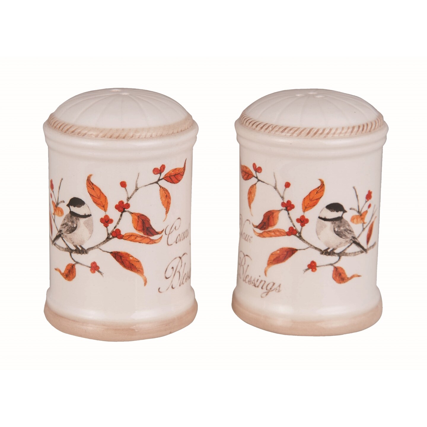 Transpac Dolomite 3 in. Multicolor Harvest Long Tail Bird Salt and Pepper Shaker Set of 2