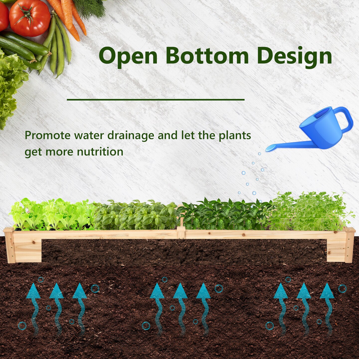 Costway Wooden Raised Garden Bed Outdoor Wood Planter Box for Vegetables Flowers Fruit