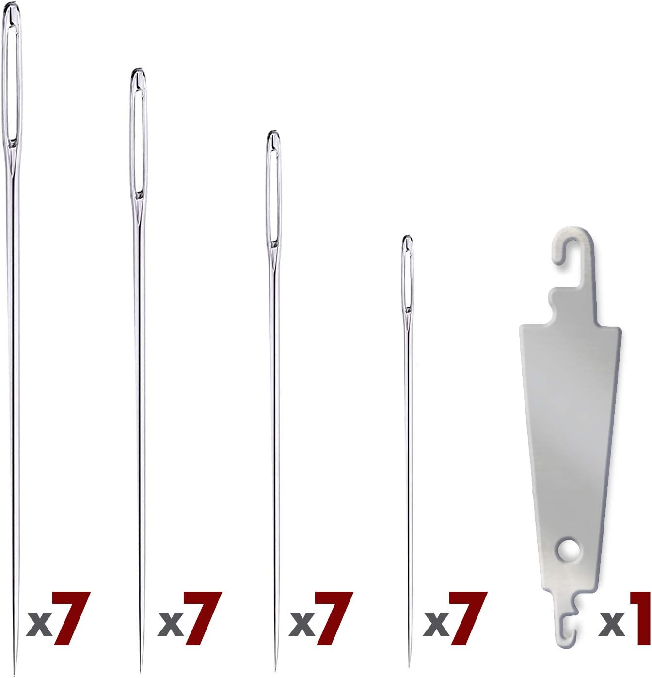 Big Eye Embroidery Needles for Hand Sewing - Four Sizes Set of 28 Large Eye Sewing Needles in Storage Tube