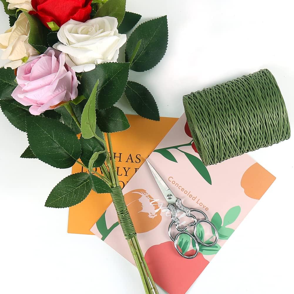 656 ft 2mm Green Paper-Covered Floral Wire for Bouquets, Wreaths & Crafts