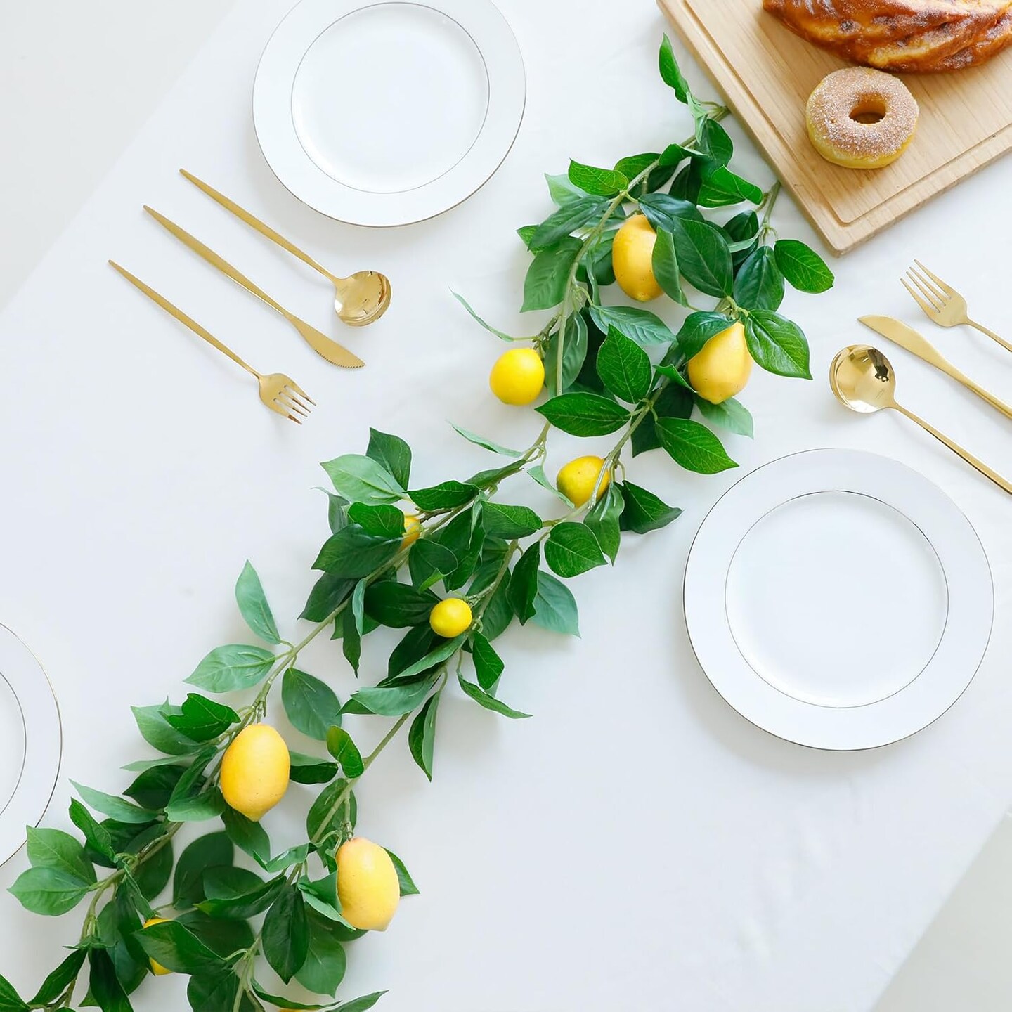 3 Strands Lemon Artificial Vines, 71&#x22; Lemon Silk Vine Garland with Green Leaves, Fake Hanging Plants Greenery Decor for Home, Bedroom, Wall, Party, Wedding Decoration