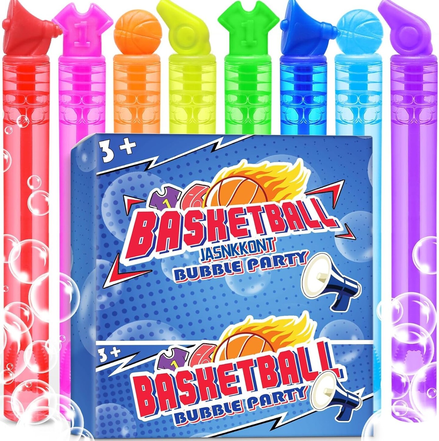 Basketball Birthday Party Decoration, Mini Bubble Wands Bulk for Boy Girl, Sport Party Favor for Kids Toddler, Pinata Filler Goody Bag Stuffer, Valentines Day Gift Easter Supplies, Summer Bath Time.