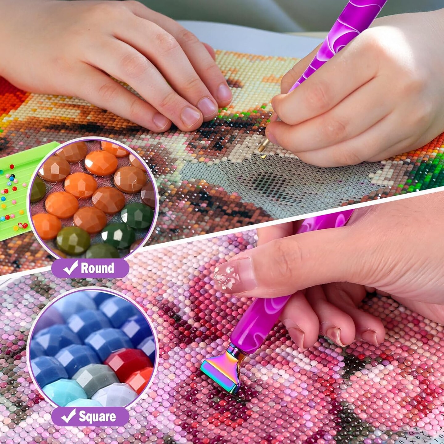 21Pcs Rainbow Diamond Art Painting Metal Tips Screw Thread Tips Diamond Art Painting Pen Accessories Multi Placer Tips 5D Diamond Art Painting Tools with 6 Clay, Gift Box