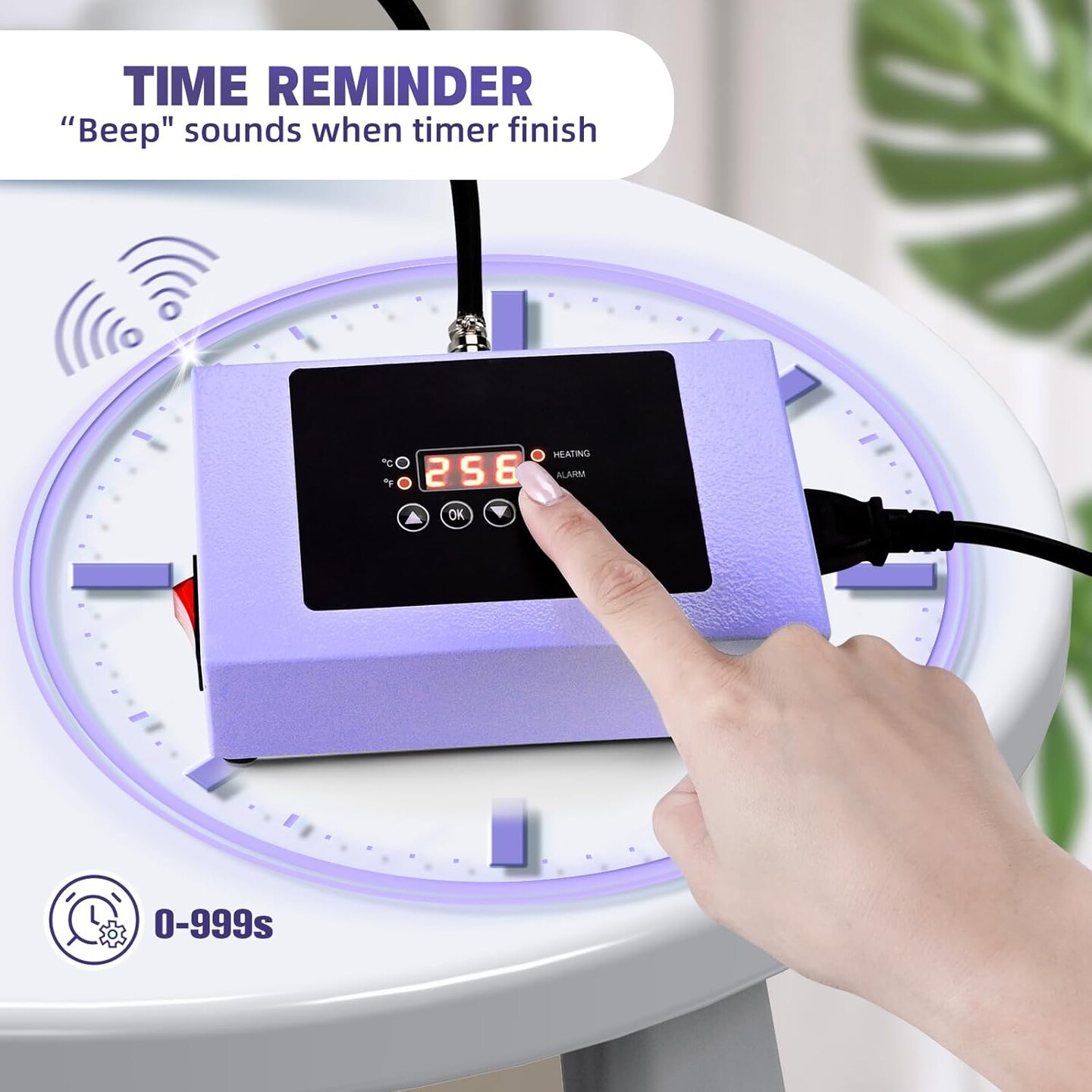 Hat Press, Mini Hat Press Heat Machine for Caps Hats with 5.4" * 3.1" Curved Teflon Coated Heat Plate & Safety Base for Heat Transfer Vinyl, Sublimation and DIY Projects, Purple