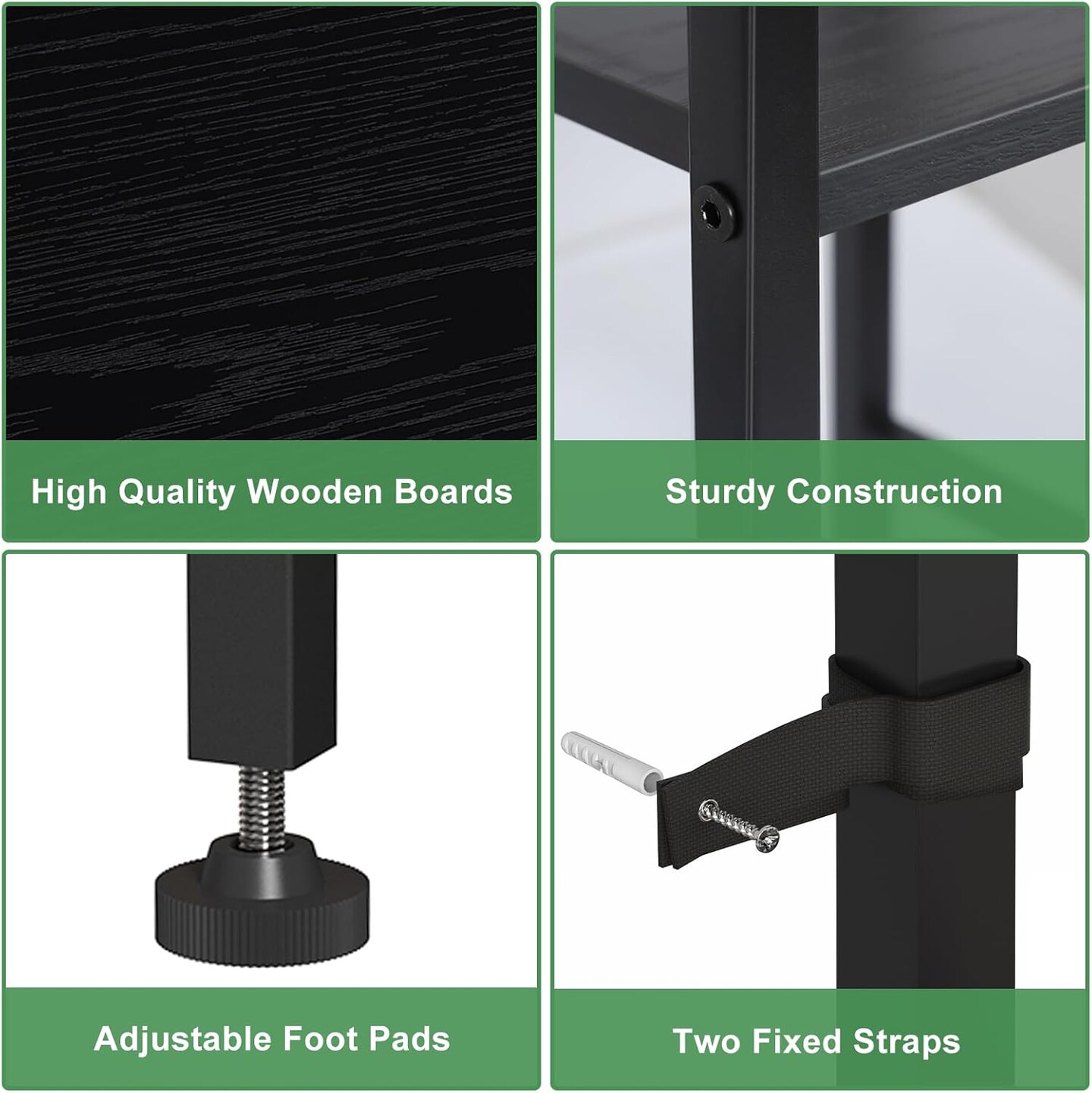 Modern Black Office Desk Shelf Organizer &#x2013; 3-Tier Space-Saving Bookcase, Sturdy Metal Design for Home, Office, or Dorm