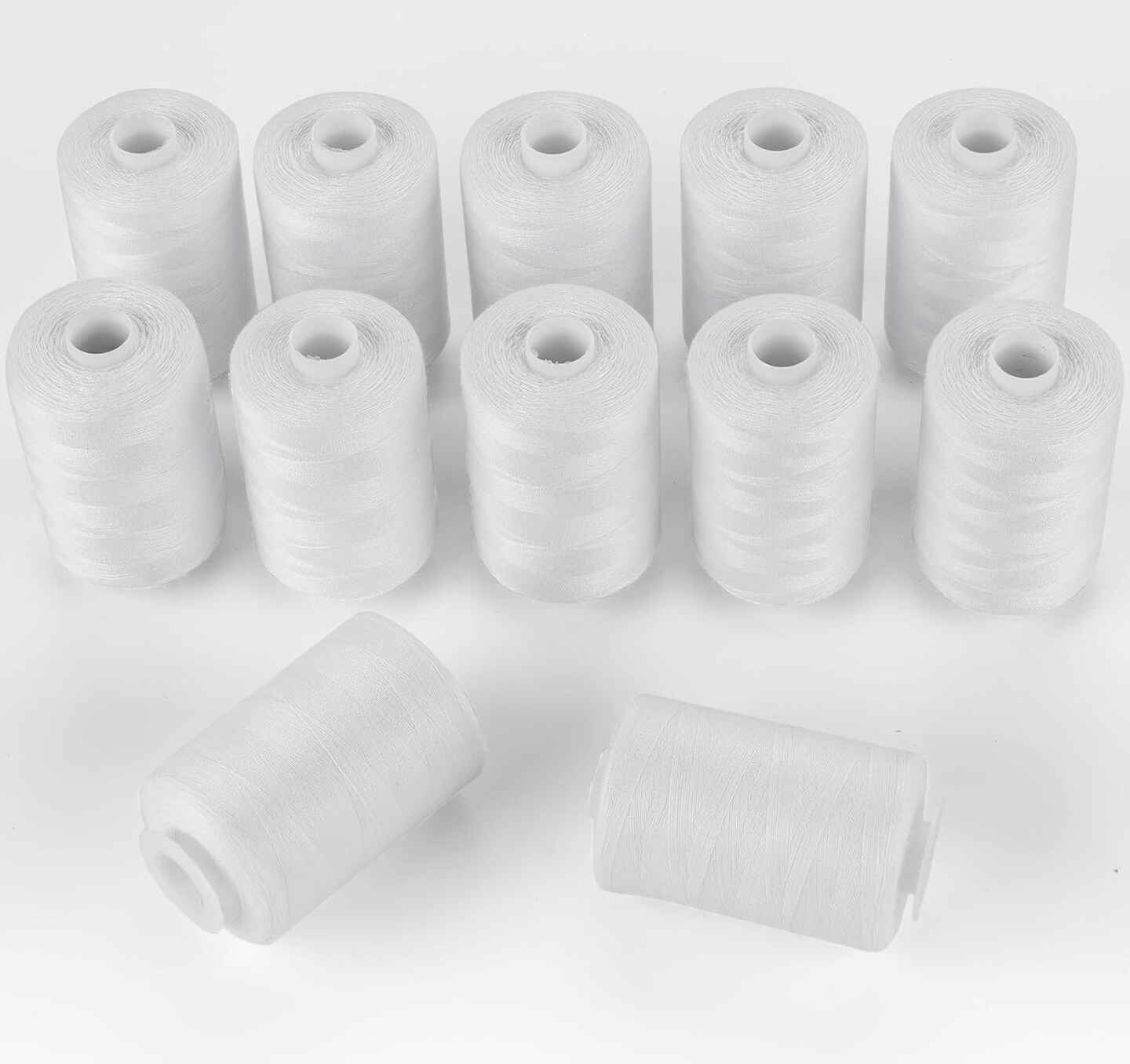 Sewing Thread, 12 Spools of 1000 Yards Each White Polyester All Purpose Thread for Sewing Machine/Hand Sewing/Hand Quilting