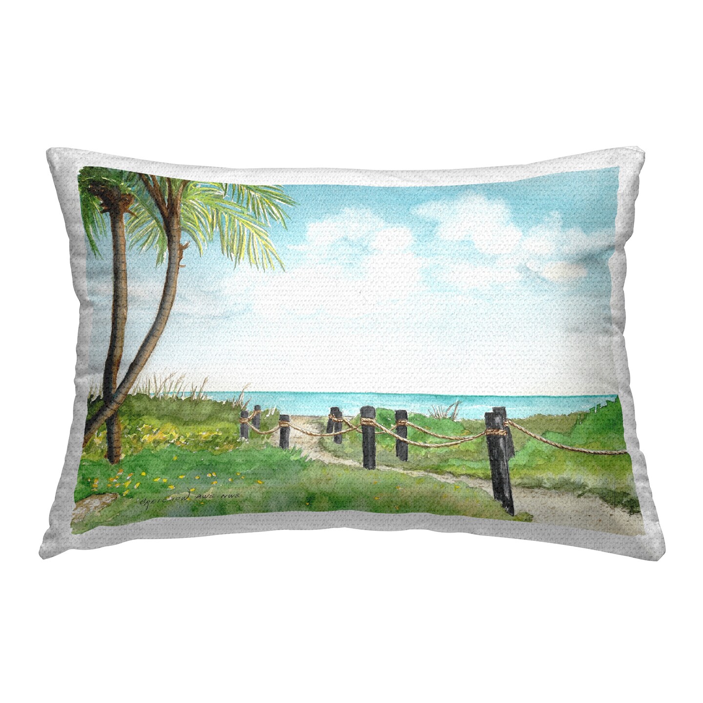 Tropical Path Scenery Design by Christine Reichow Outdoor Printed Pillow