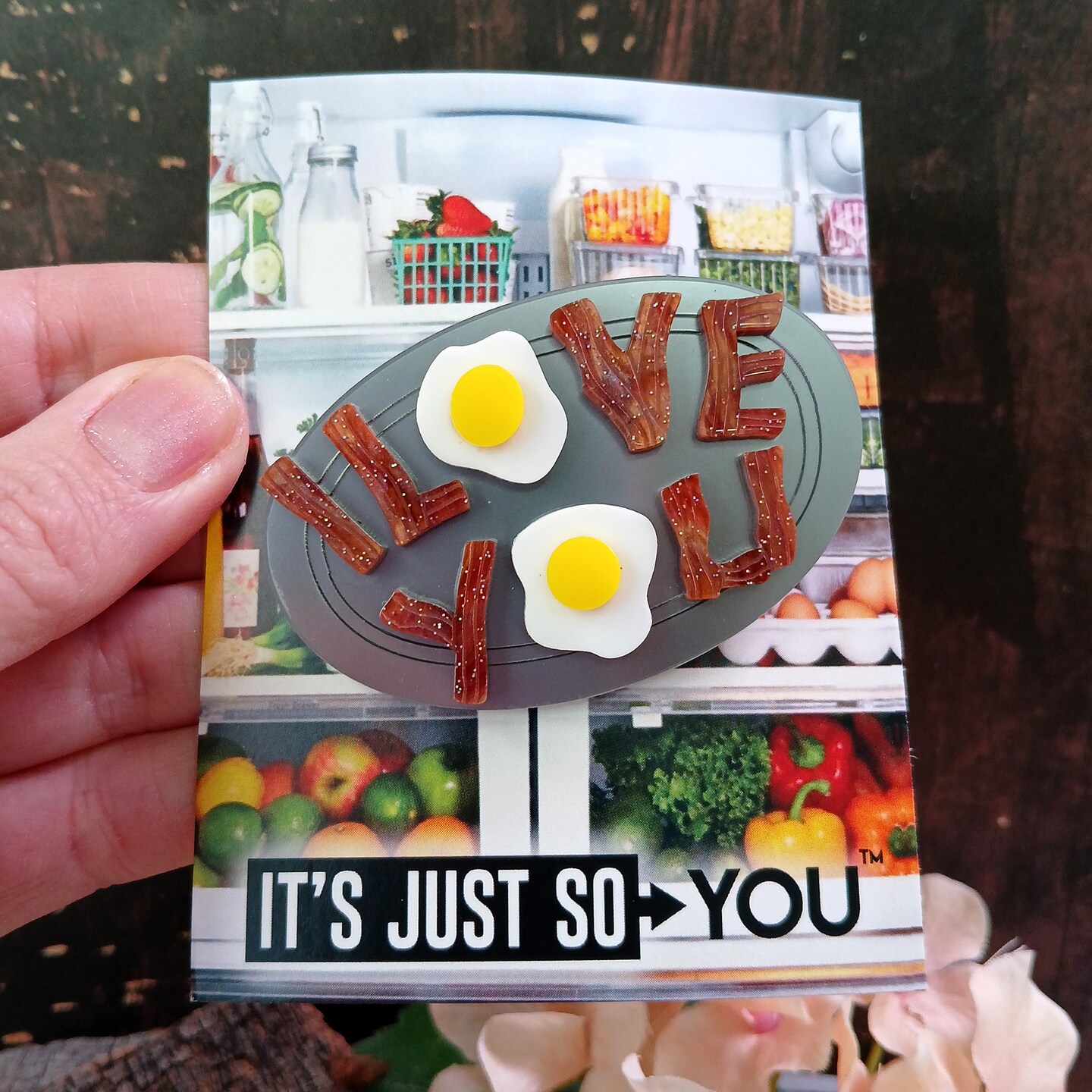 I Love You ~ Bacon and Eggs Classic Simpsons Valentine’s Day Brooch Pin Gift product 4