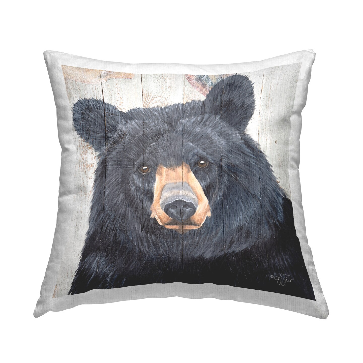 Rustic Bear Face Design by Diane Fifer Throw Pillow 