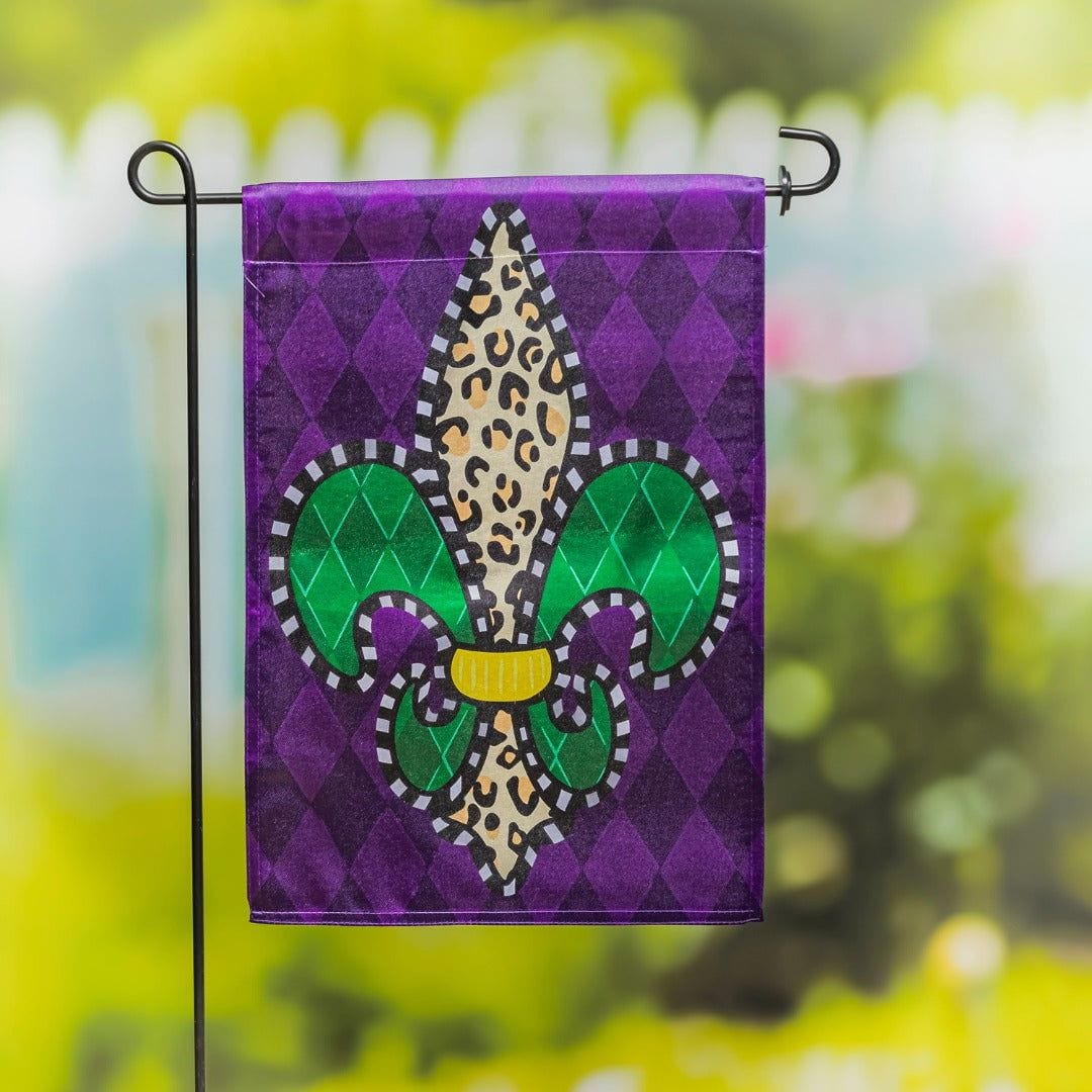 Animal Print Fleur De Lis Mardi Gras Garden Flag 2 Sided