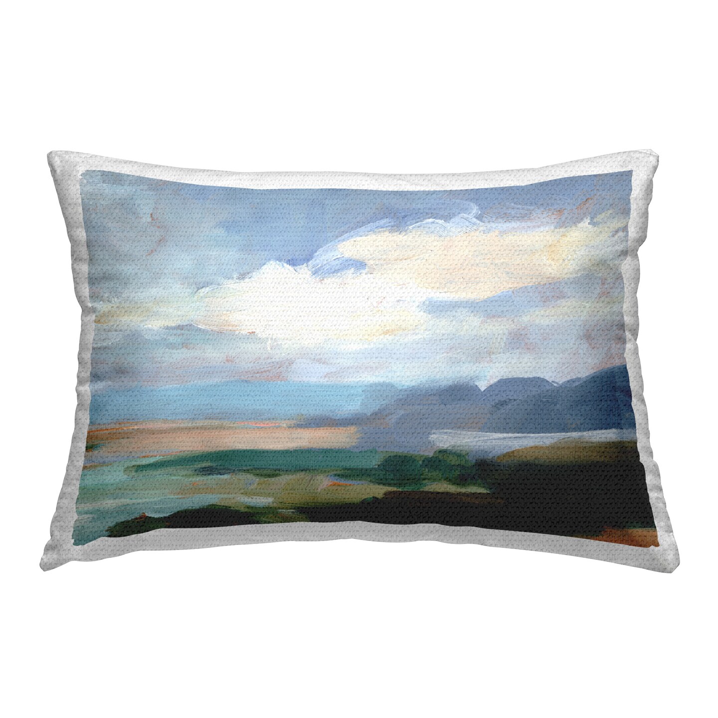 Cloudy Landscape Abstraction Design by Ethan Harper Outdoor Printed Pillow