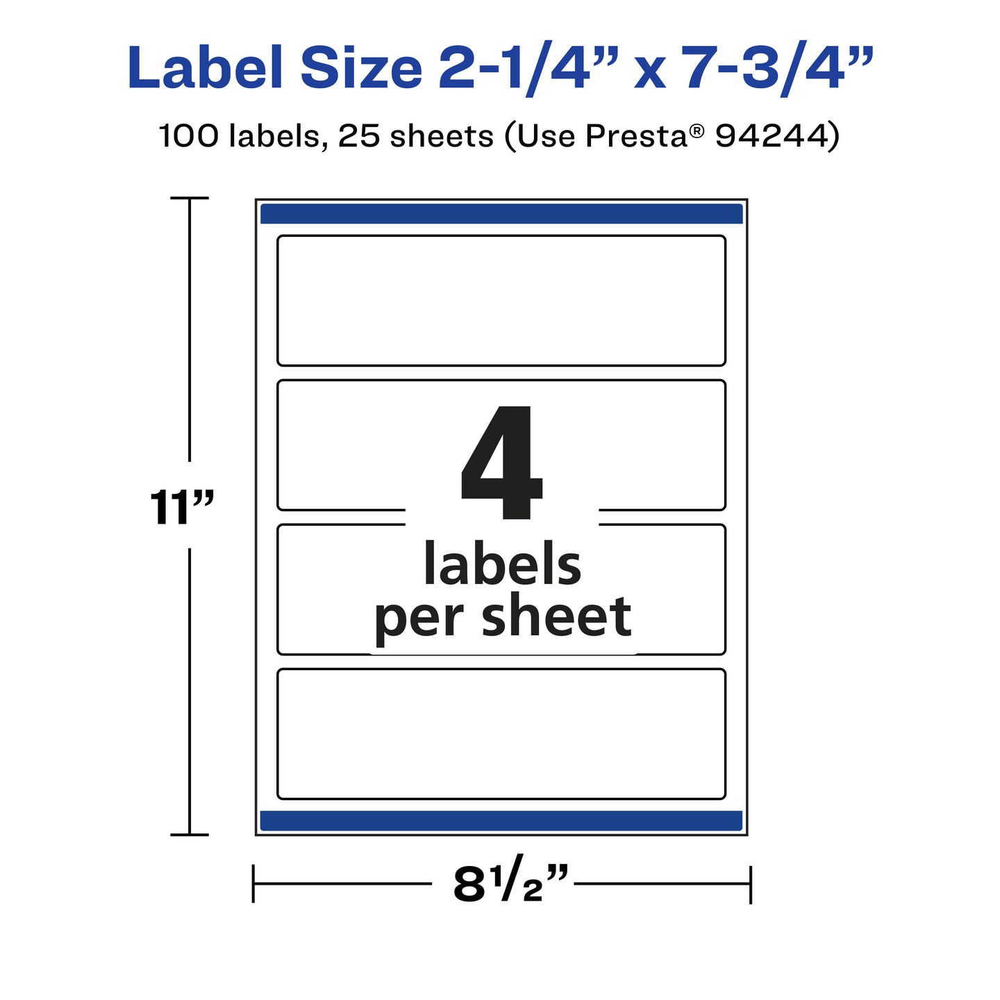 Avery Glossy Clear Rectangle Labels with Sure Feed, 2.25&#x22; x 7.75&#x22;