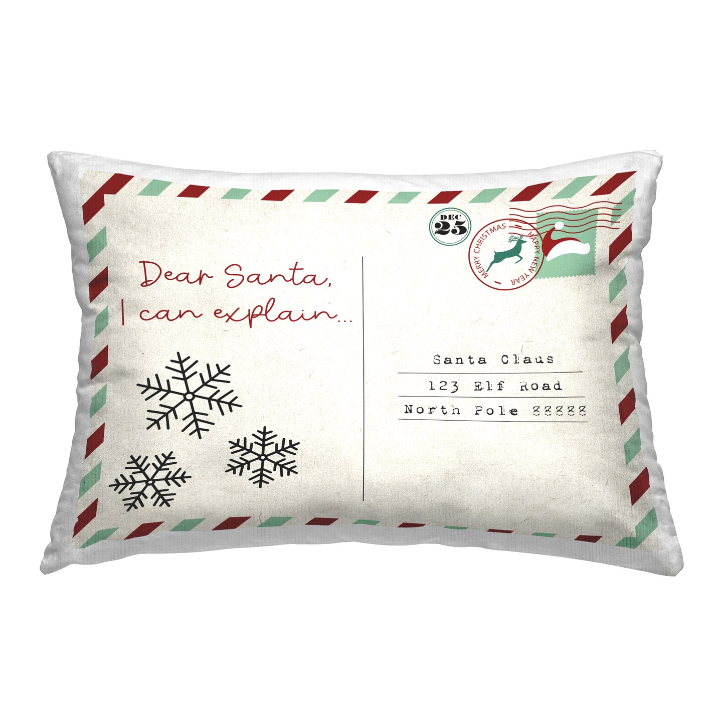 Dear Santa Holiday Postcard Design by Lil&#x27; Rue Throw Pillow 