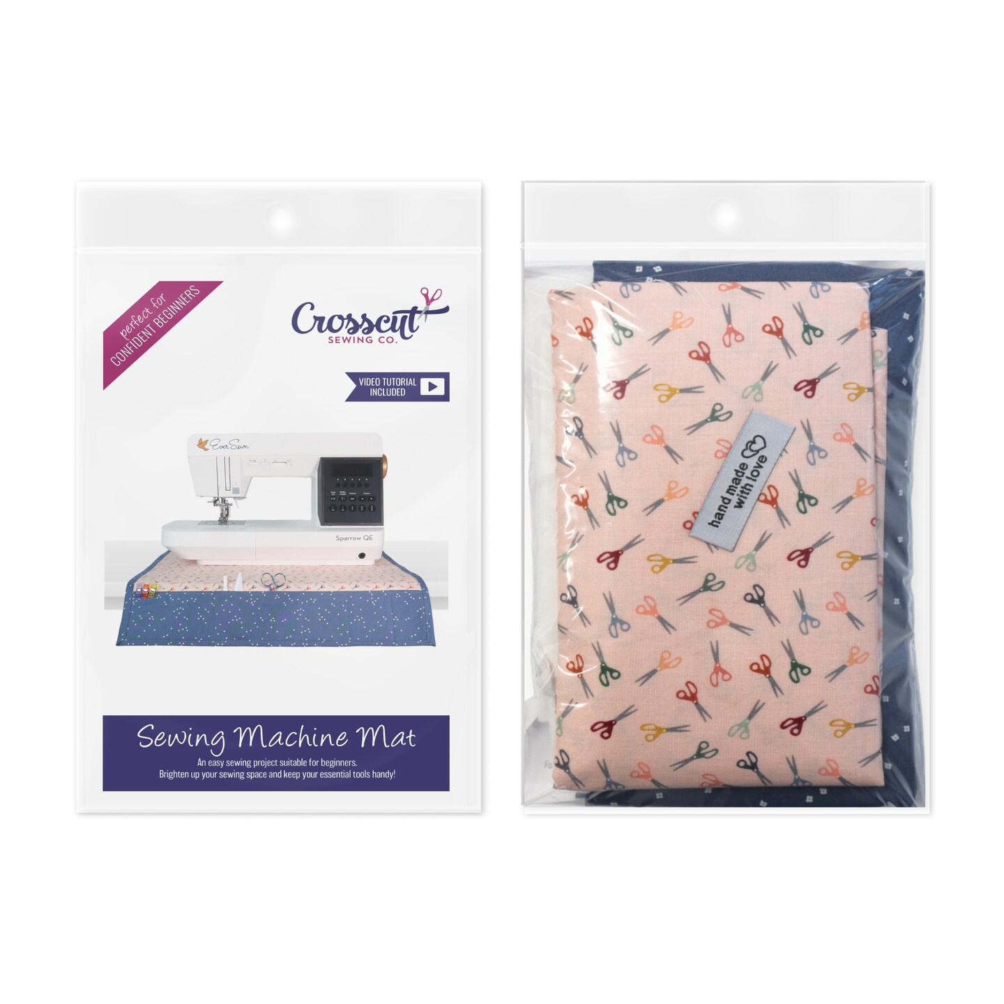 Crosscut Sewing Co.® Sewing Machine Mat Sewing Project Kit for Beginners with Fabric, Instructions and Video