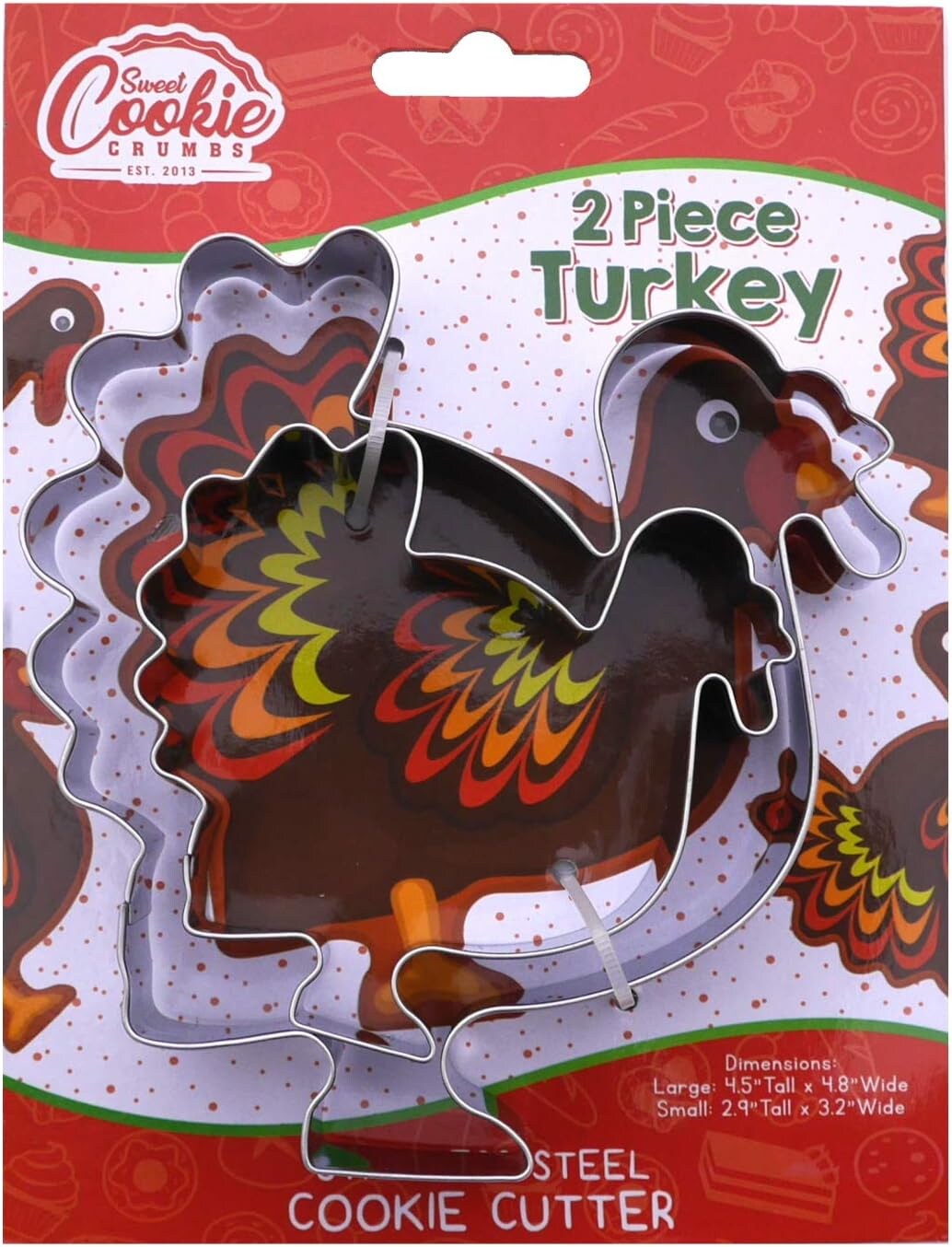 Thanksgiving Turkey Cookie Cutter Set 2-Piece Premium Stainless Steel