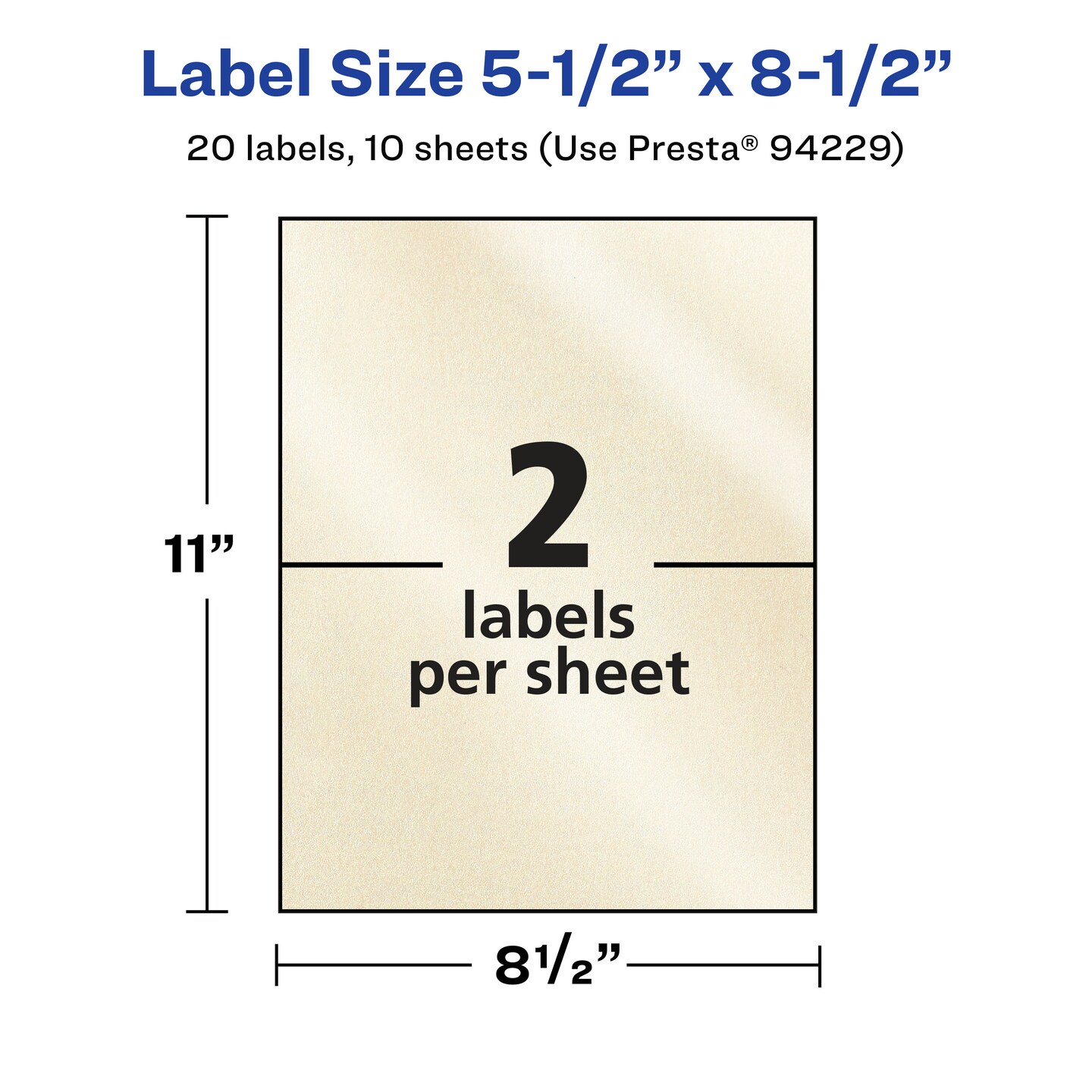 Avery Pearlized Ivory Rectangle Labels, 5.5&#x22; x 8.5&#x22;
